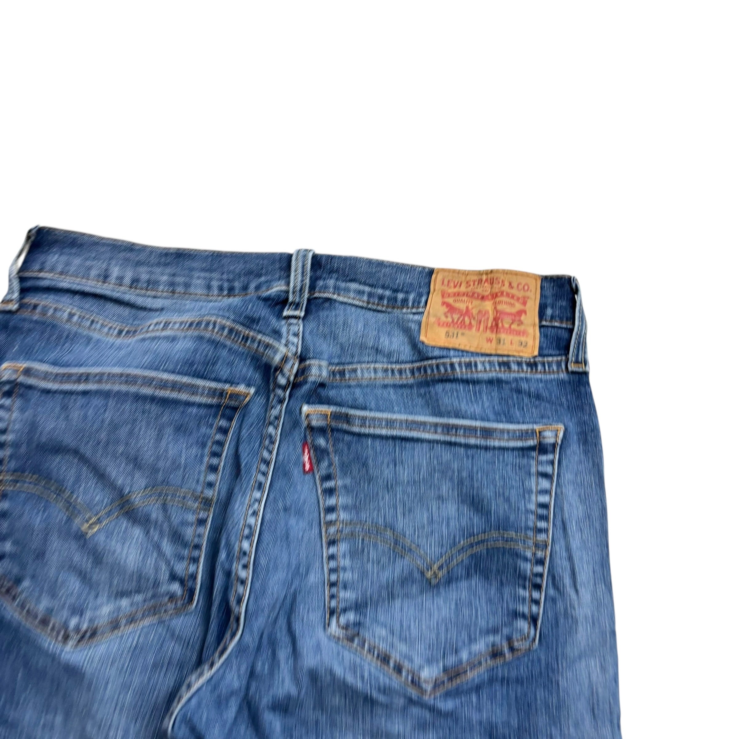 Levis 531 Jeans W30 L32 Mens Mid Blue Athletic Slim Fit Stretch Denim (E)