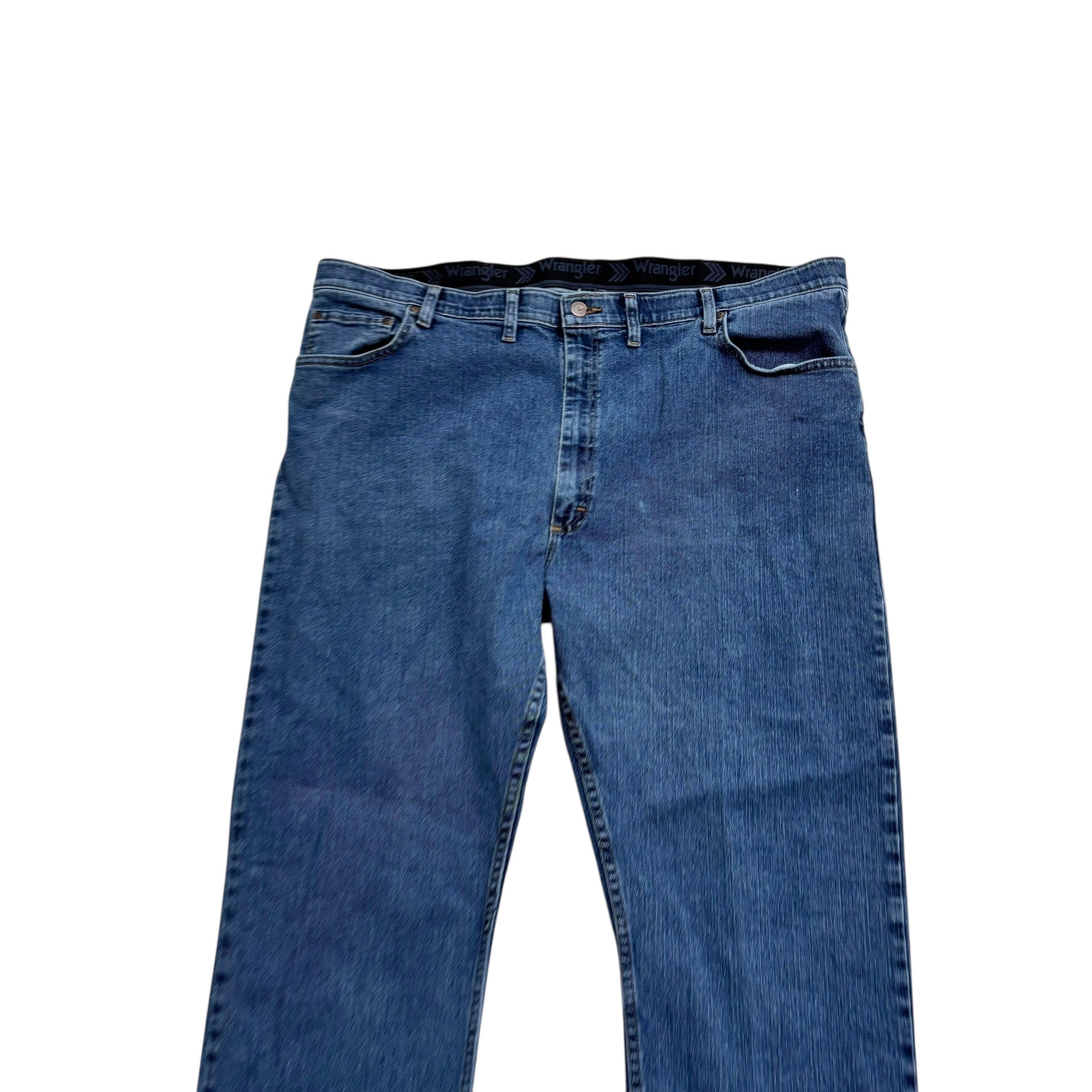 Wrangler Jeans W44 L30 Mens Mid Blue Regular Straight Fit Stretch Denim (E)