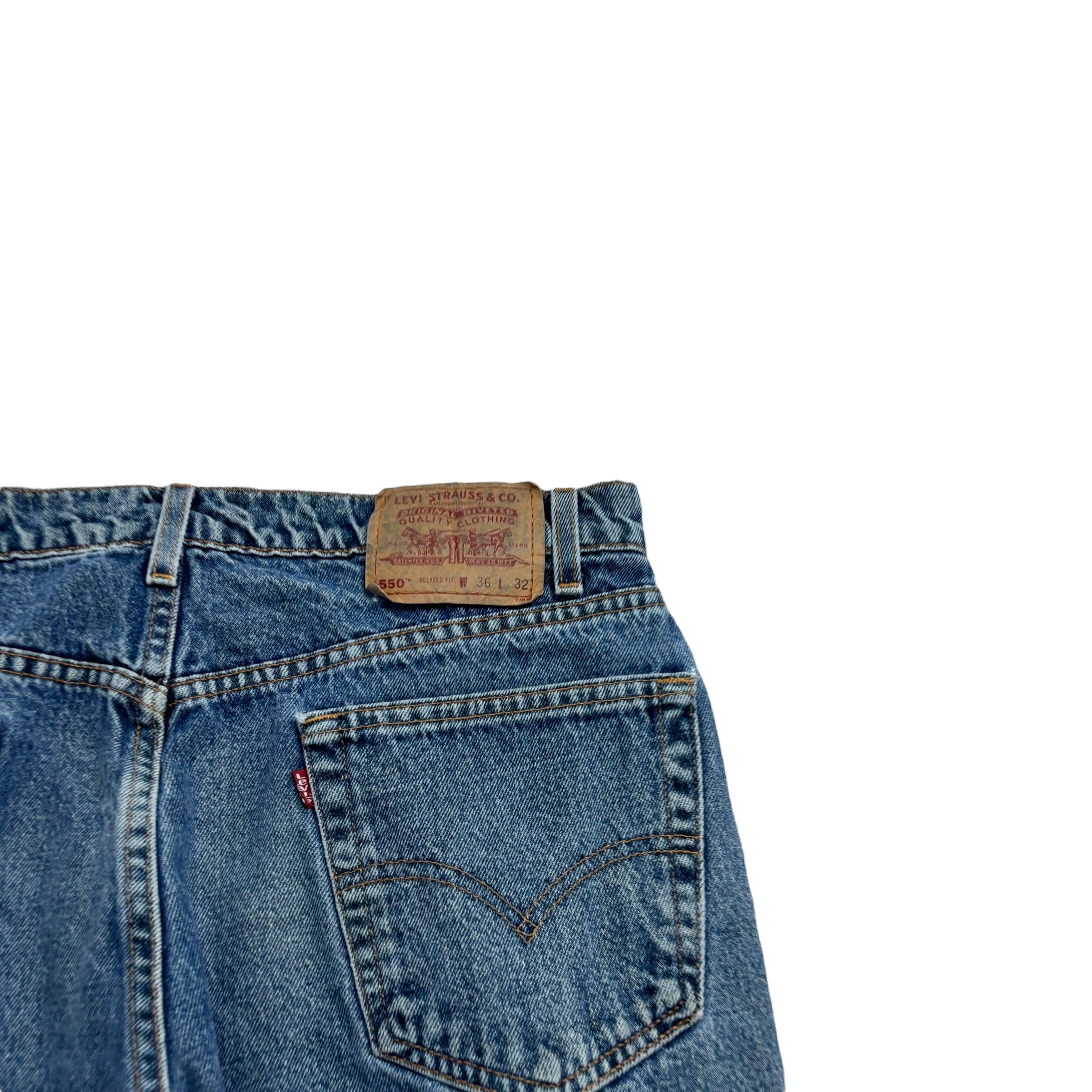 Levis 550 Jeans W34 L32 Mens Mid Blue Relaxed Straight Fit Vintage Denim