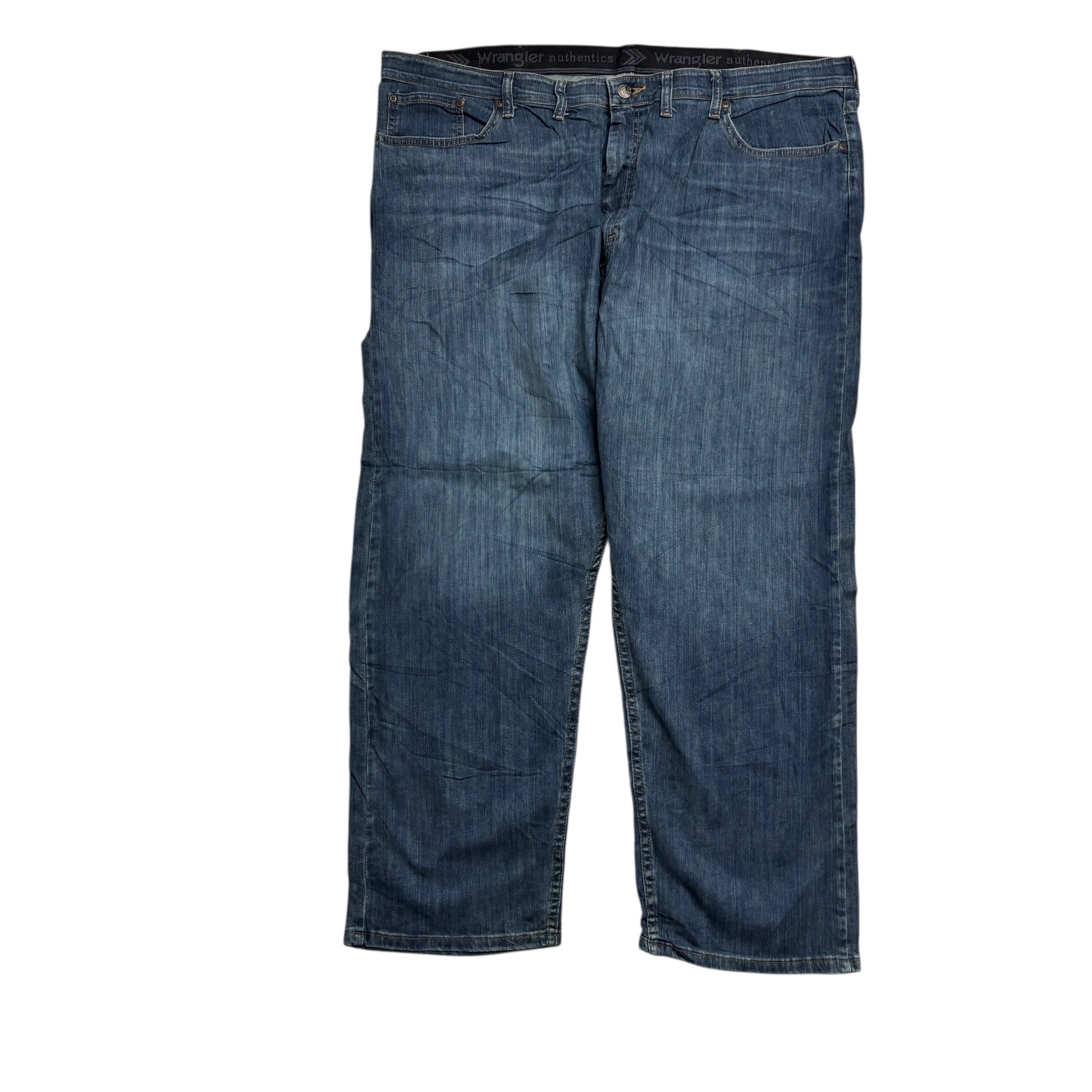 Wrangler Jeans W44 L29 Mens Dark Blue Relaxed Straight Fit Stretch Denim (E)