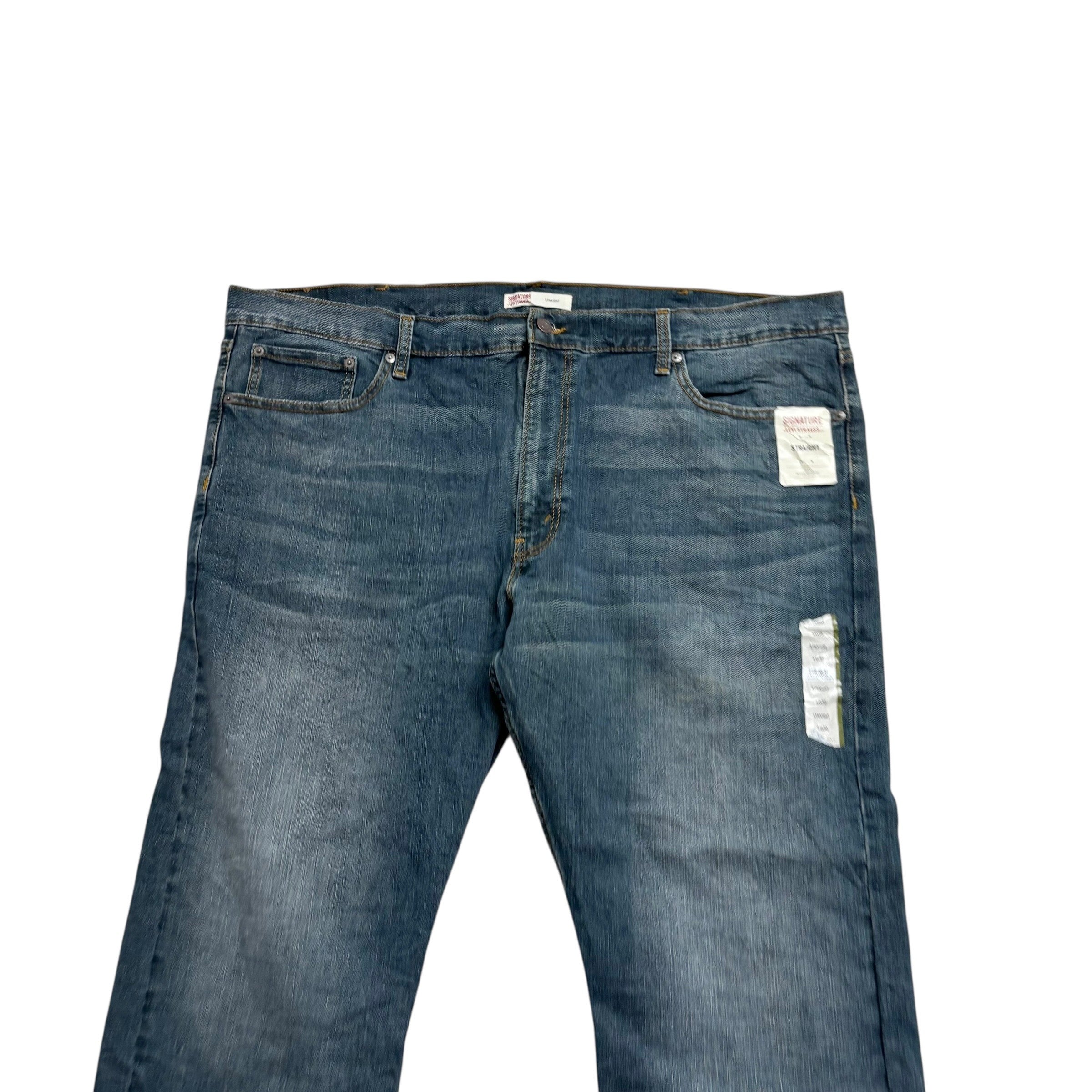 Levis Signature Jeans W46 L30 Mens Dark Blue Regular Straight Stretch Denim (E)