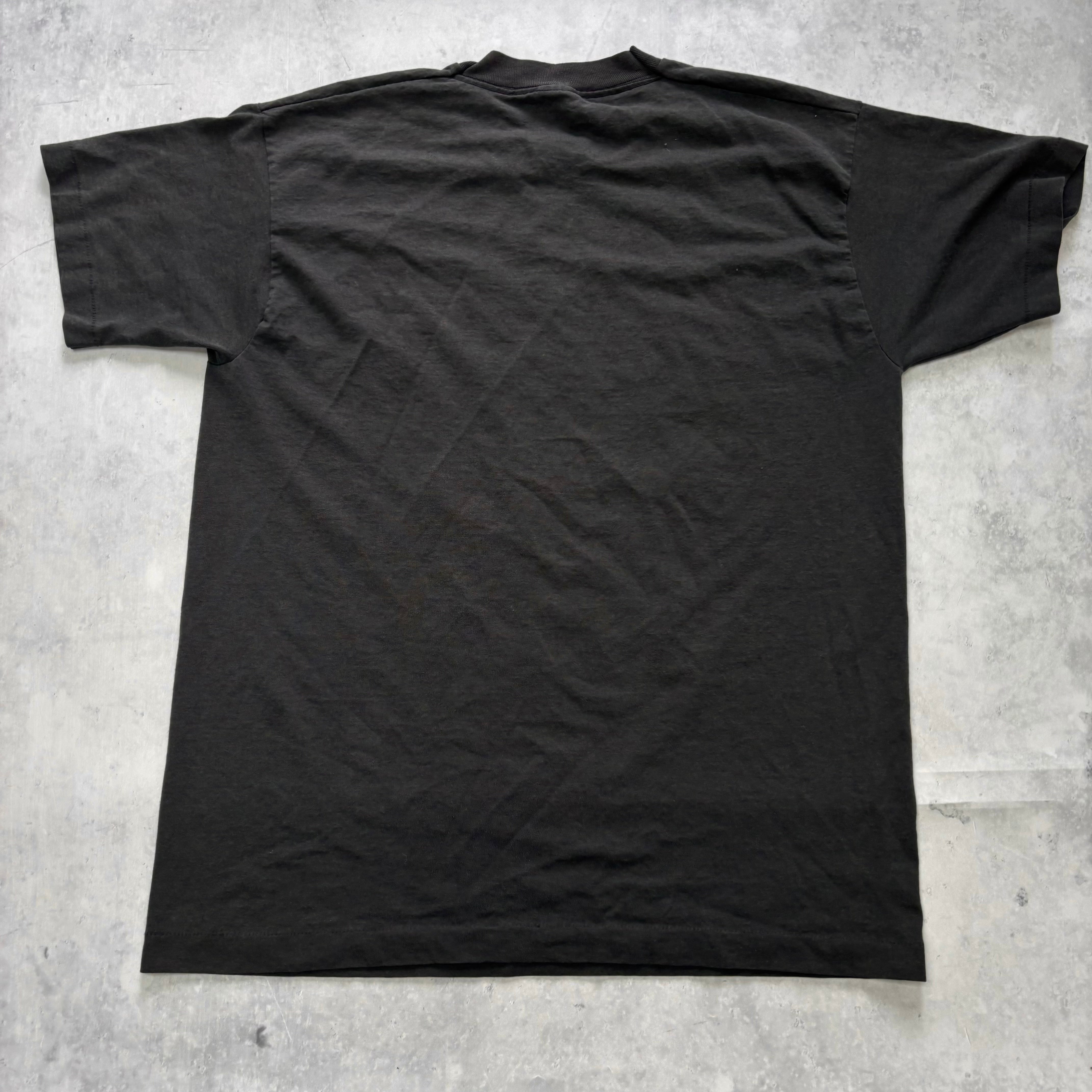 Vintage T Shirt Mens Medium Black Single Stitch Graphic Print 90s College NFL