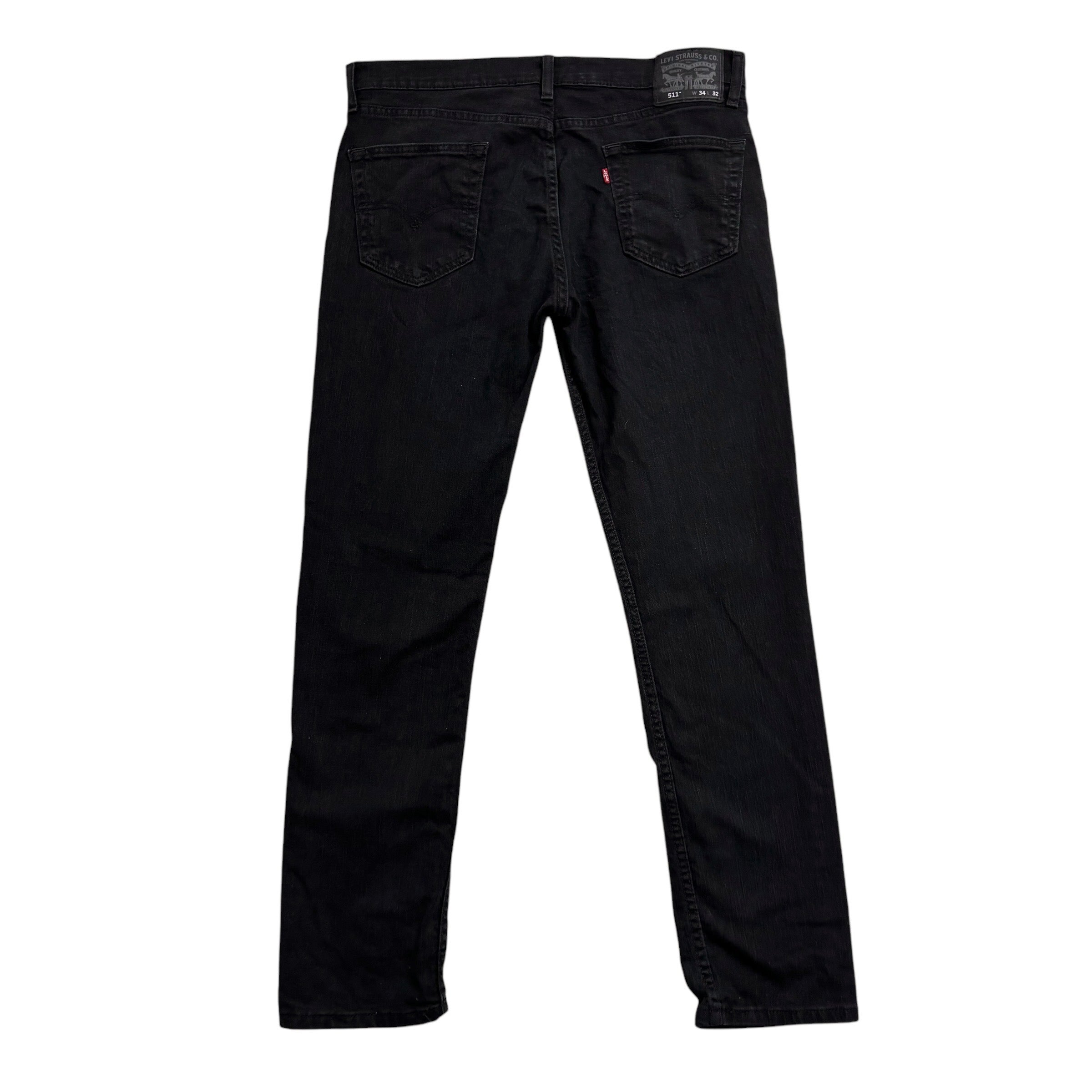 Levis 511 Jeans W36 L32 Mens Black Slim Fit Stretch Denim (E)