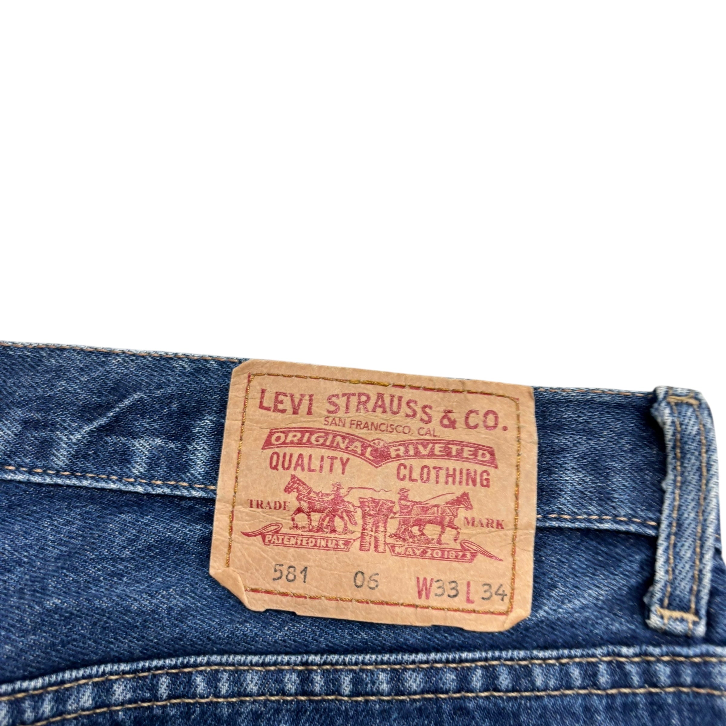 Levis 581 Jeans W33 L31 Mens Mid Blue Regular Straight Fit Vintage Denim