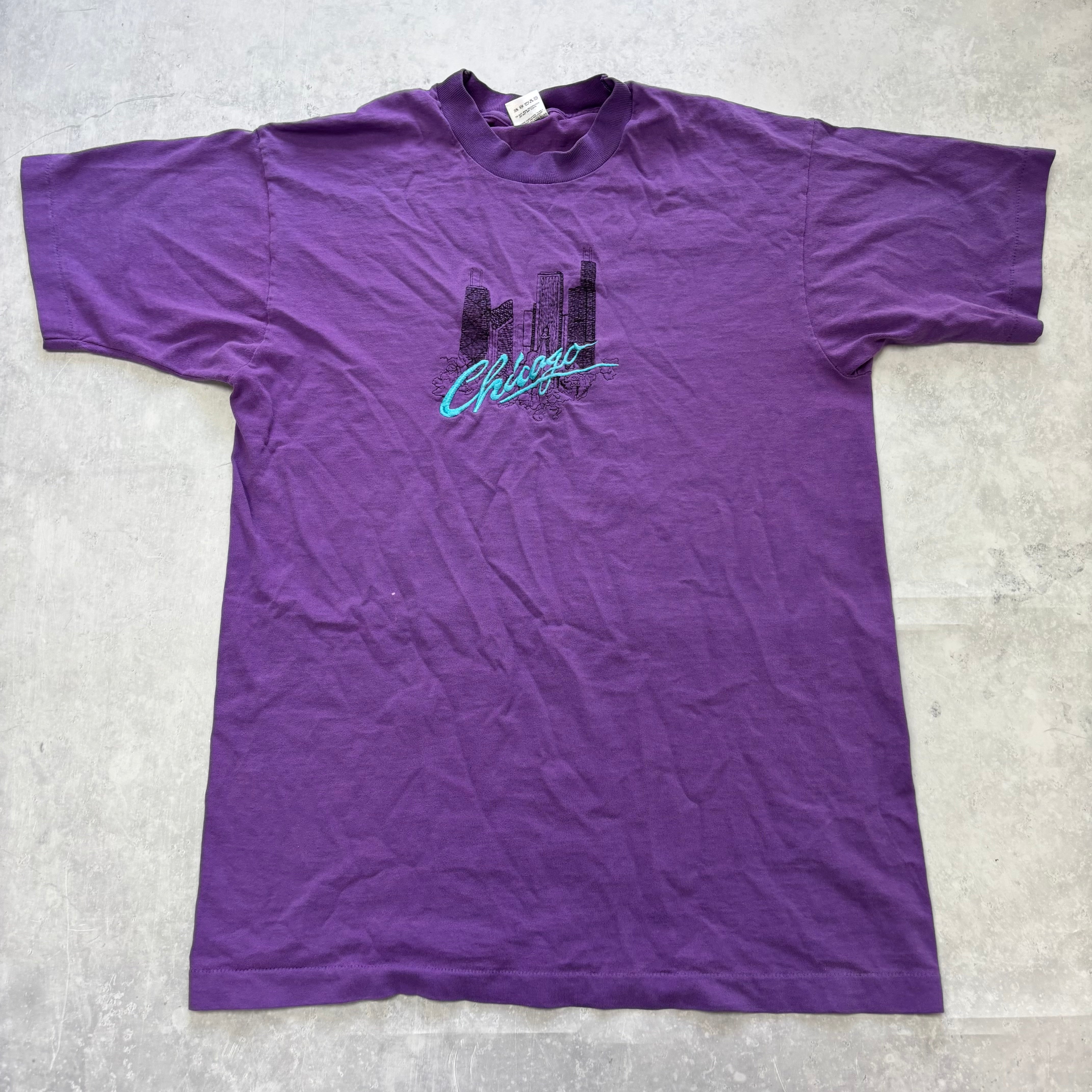 Vintage T Shirt Mens Large Purple Single Stitch Graphic Print 90s Tourist