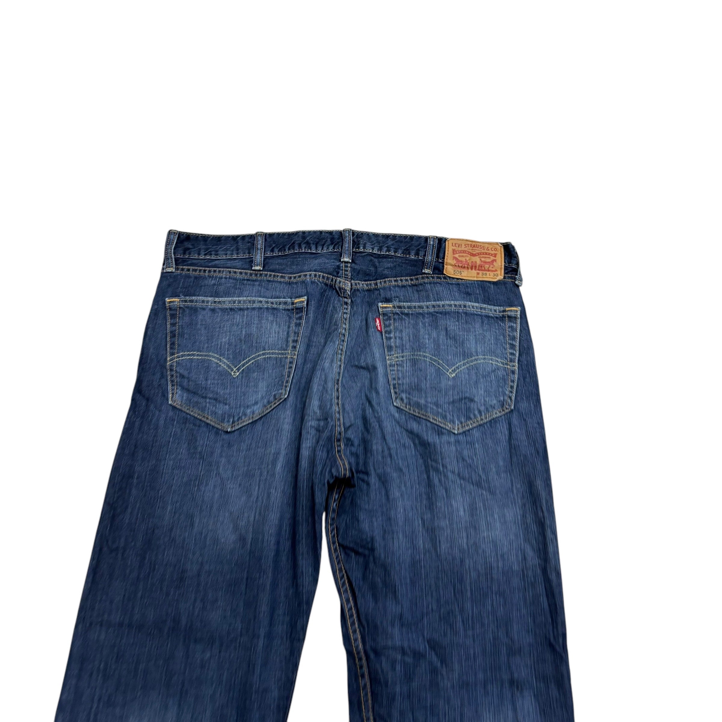 Levis 505 Jeans W38 L30 Mens Dark Blue Regular Straight Fit Denim