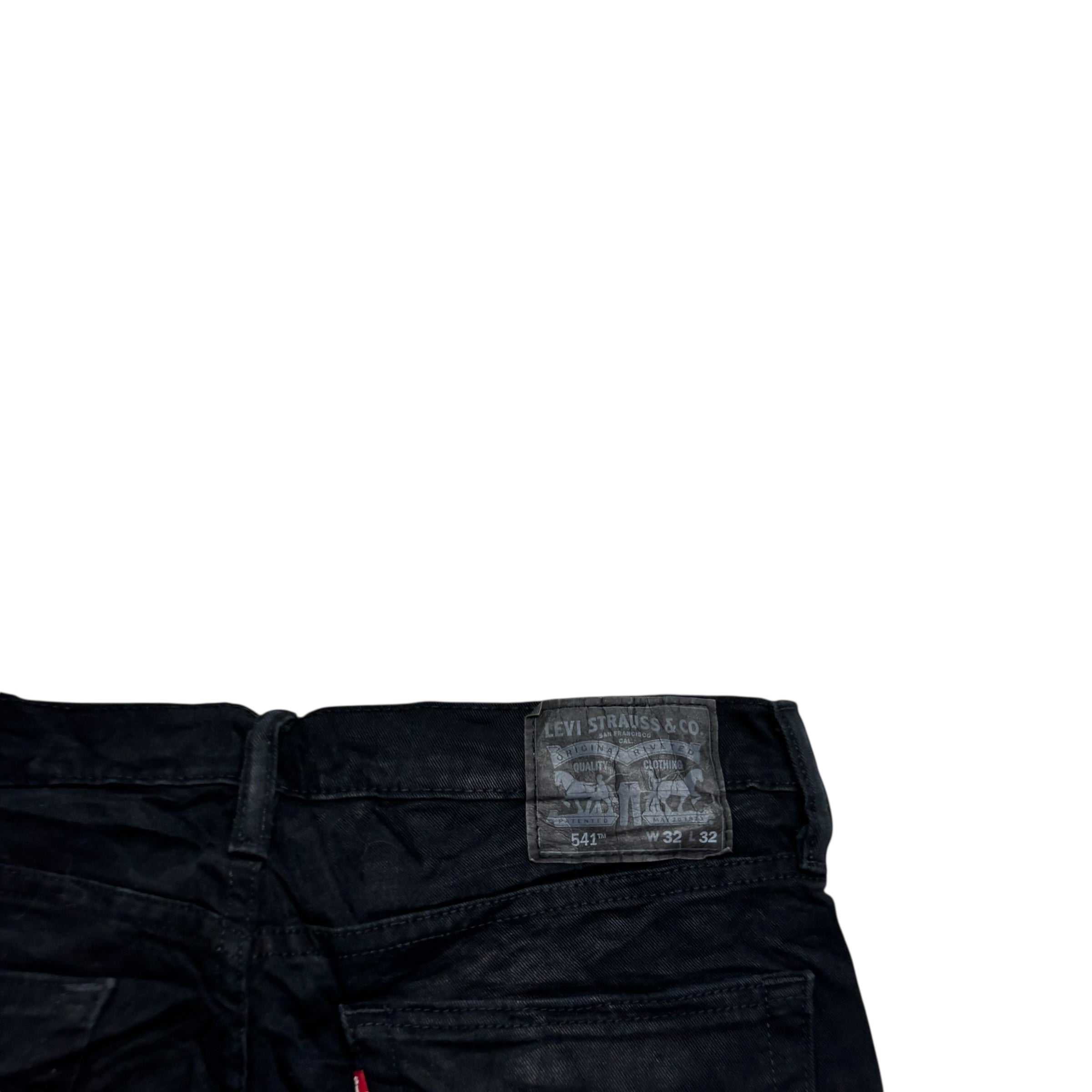 Levis 541 Jeans W32 L31 Mens Black Athletic Tapered Fit Stretch Denim (E)