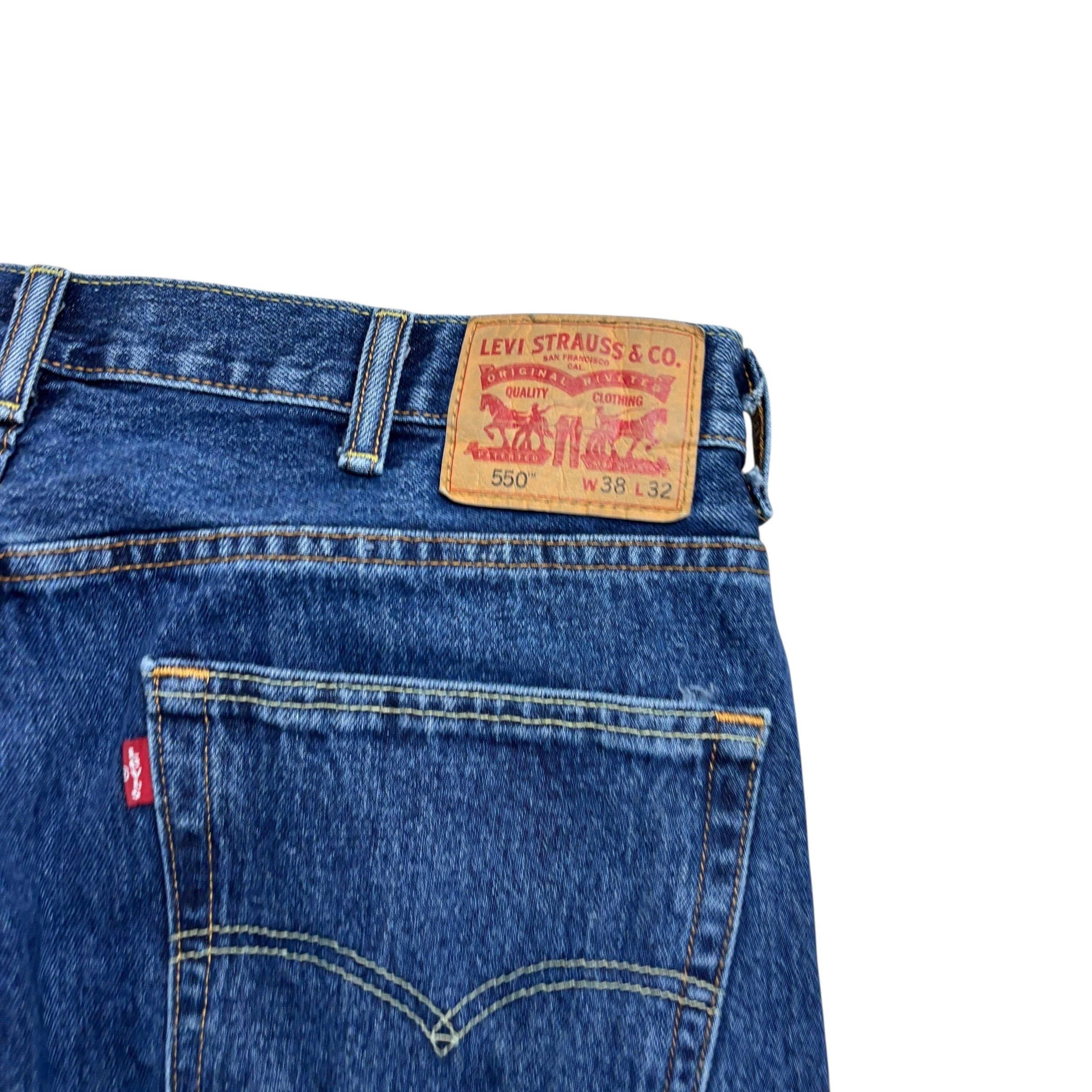 Levis 550 Jeans W38 L32 Mens Mid Blue Baggy Relaxed Straight Fit Denim (E)