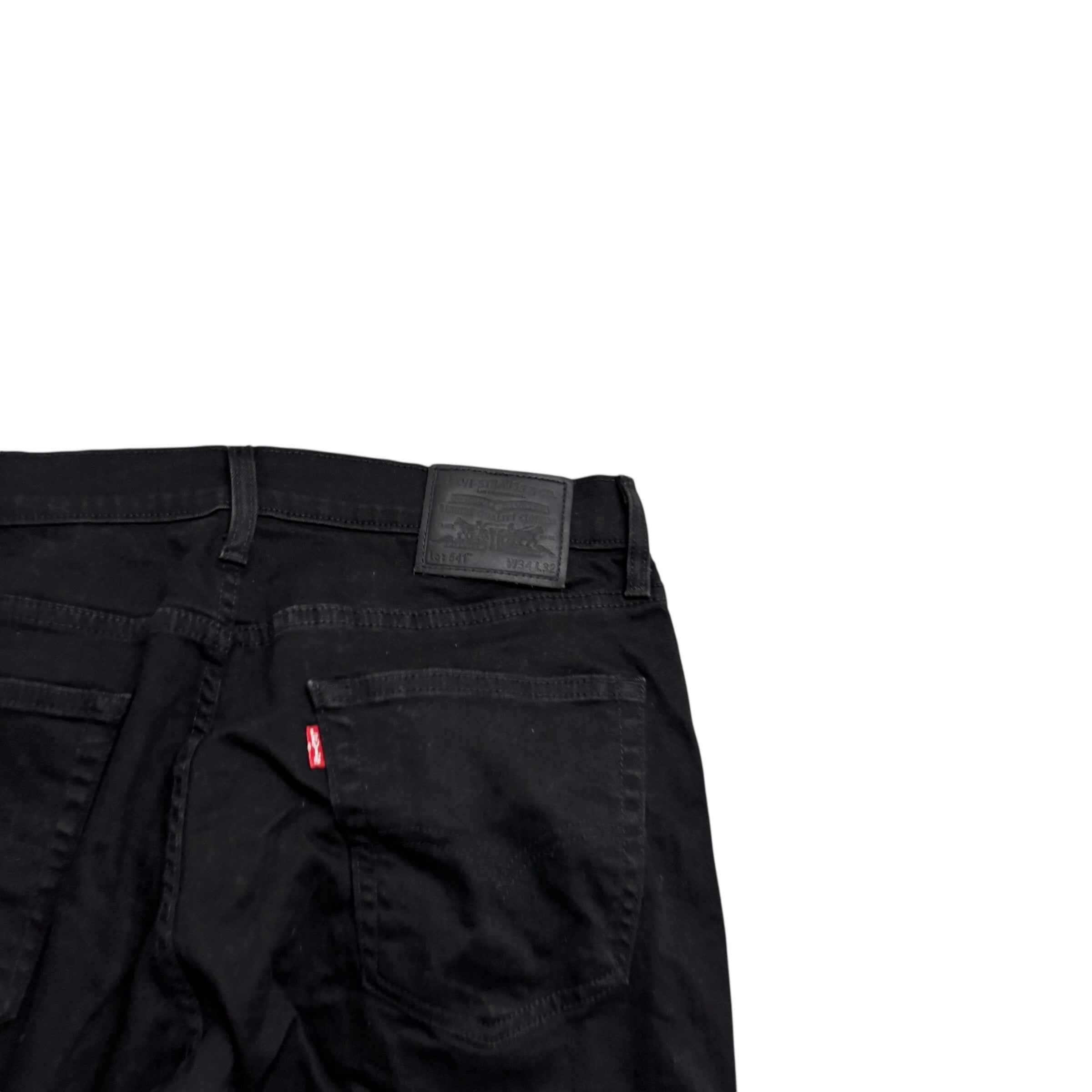 Levis 541 Jeans W34 L32 Mens Black Athletic Tapered Fit Stretch Denim (E)