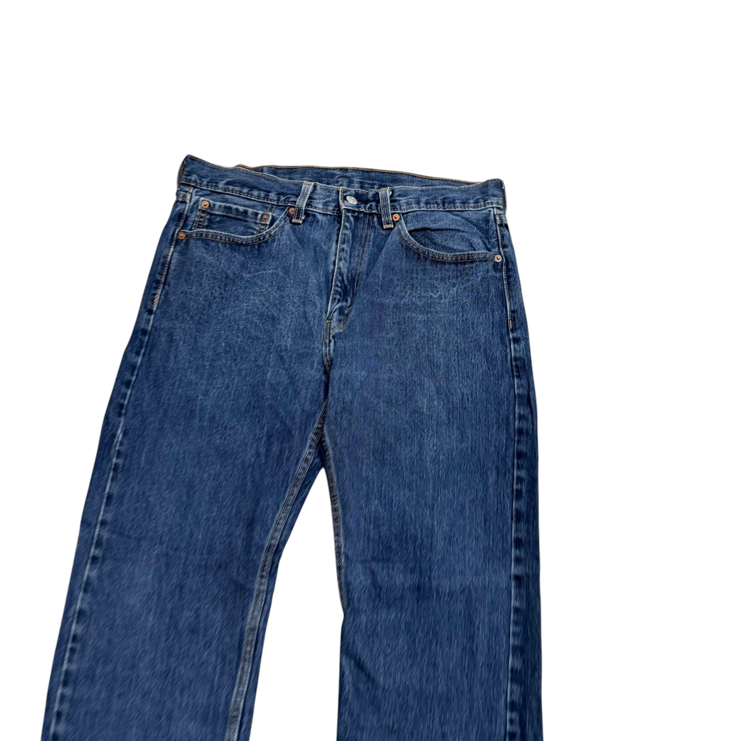 Levis 505 Jeans W34 L30 Mens Mid Blue Regular Straight Fit Denim (E)