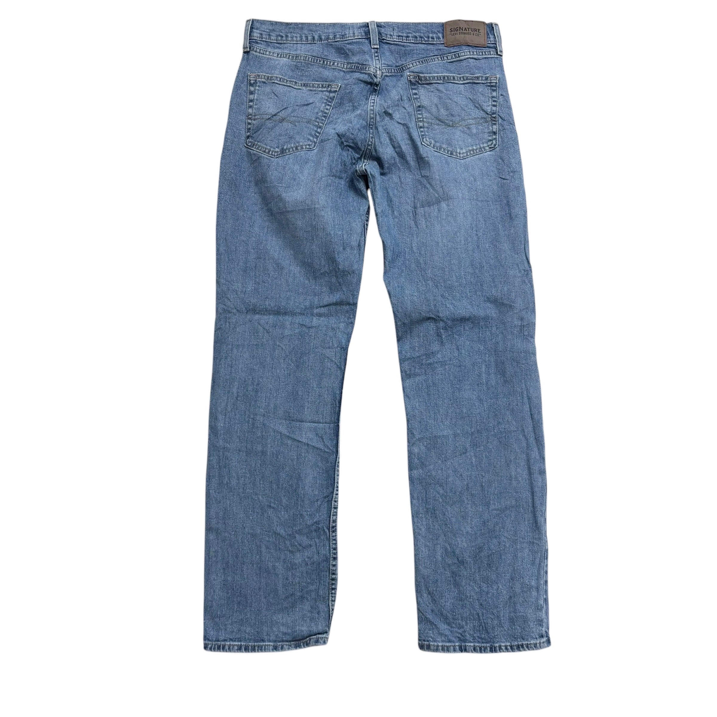 Levis Signature Jeans W34 L30 Mens Light Blue Relaxed Straight Fit Stretch (E)