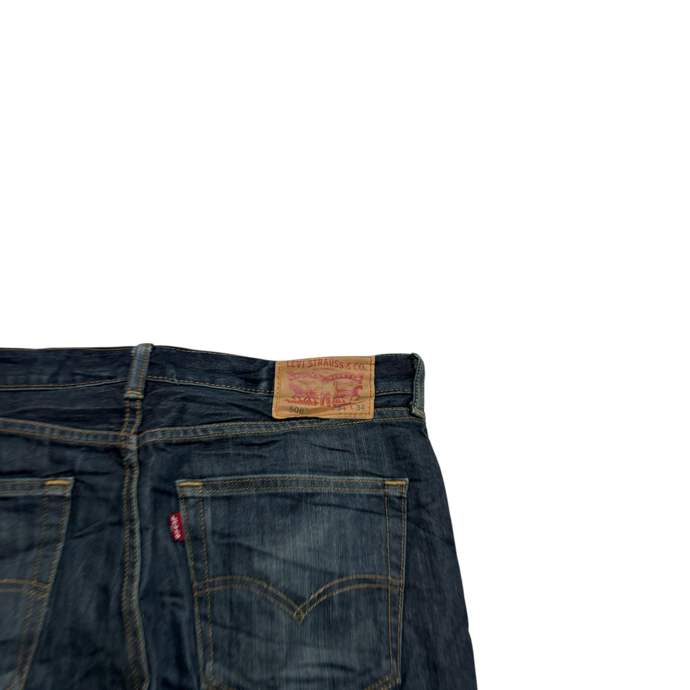 Levis 508 Jeans W34 L34 Mens Dark Blue Regular Tapered Fit Denim (F)