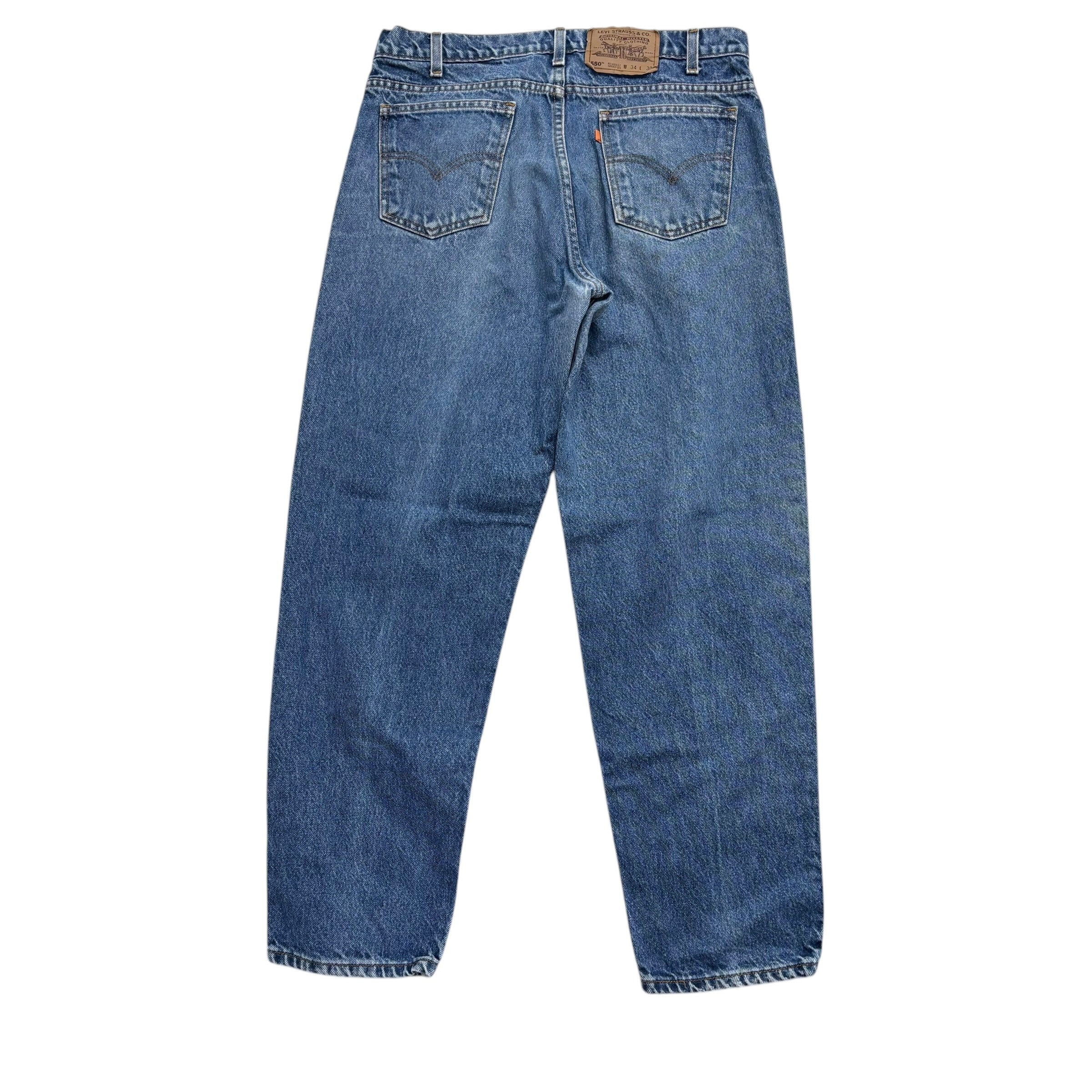 Levis 550 Jeans W32 L29 Mens Mid Blue Relaxed Tapered Fit Vintage Orange Tab
