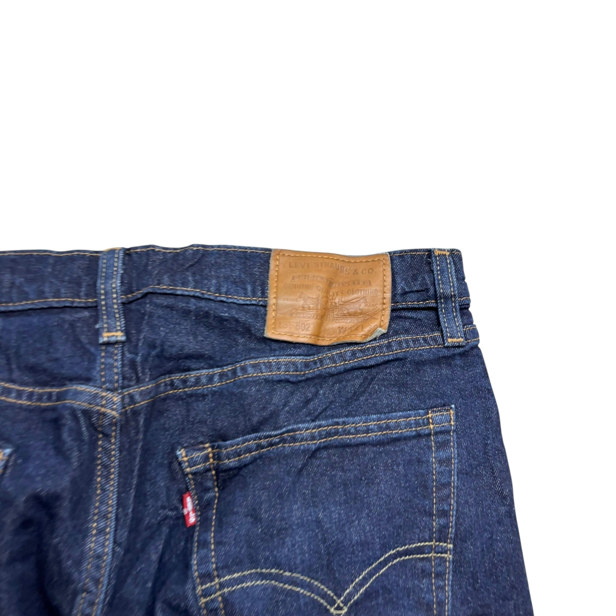 Levis 502 Jeans W34 L32 Mens Dark Blue Regular Tapered Fit Stretch Premium (E)