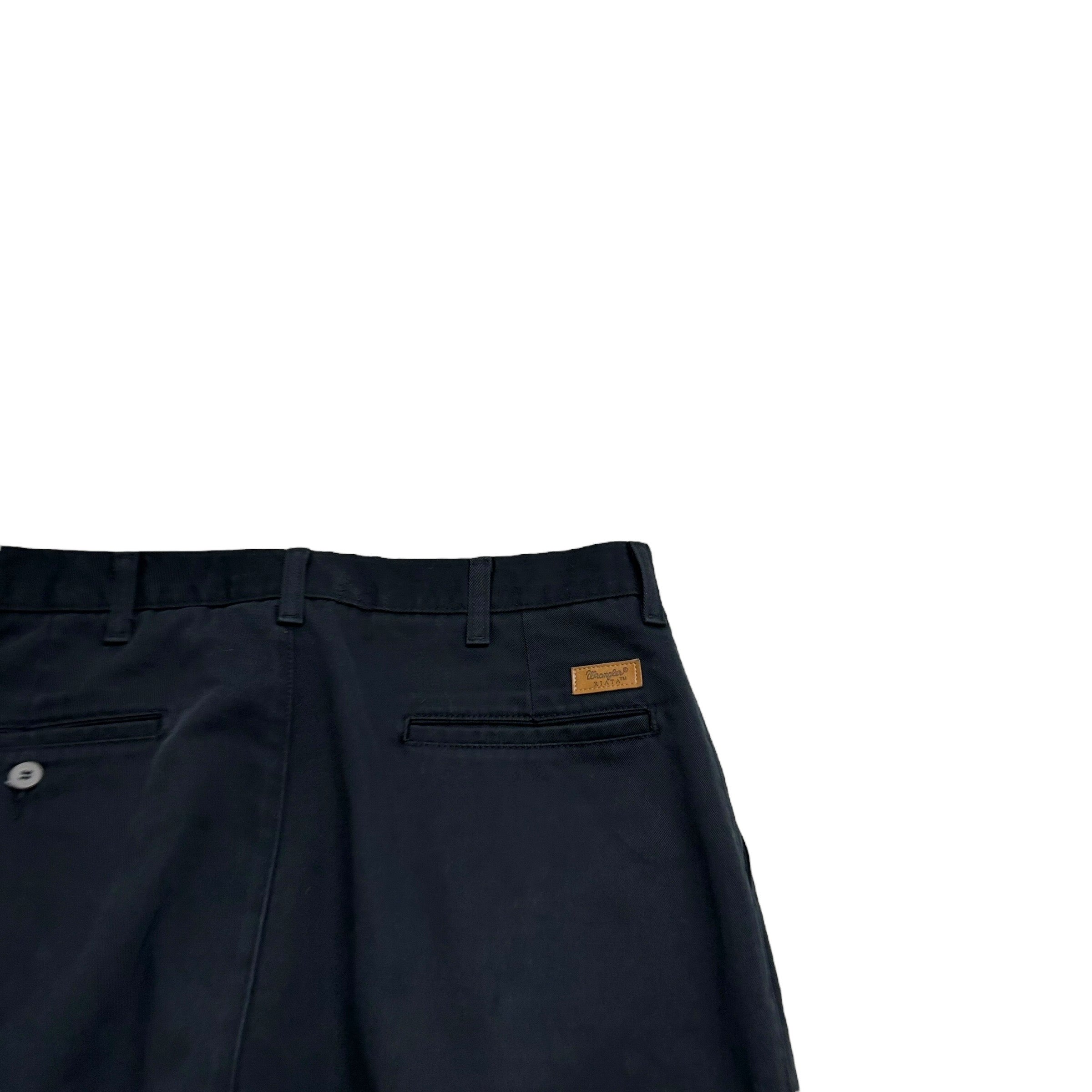 Wrangler Riata Pleated Trousers W34 L36 Mens Navy Blue Relaxed Fit Pants (E)