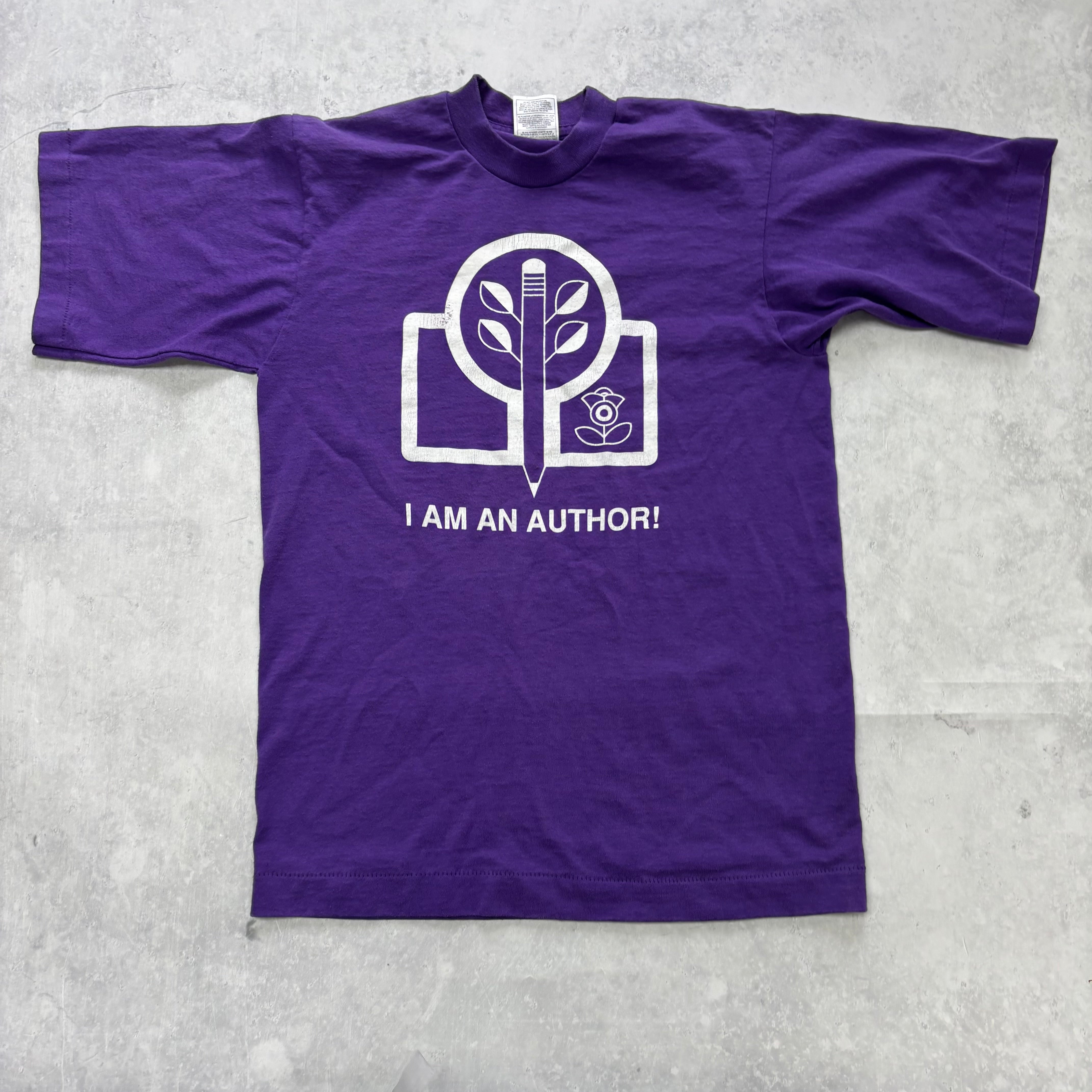 Vintage T Shirt Mens XS Purple Single Stitch Graphic Print 90s USA Books (E)