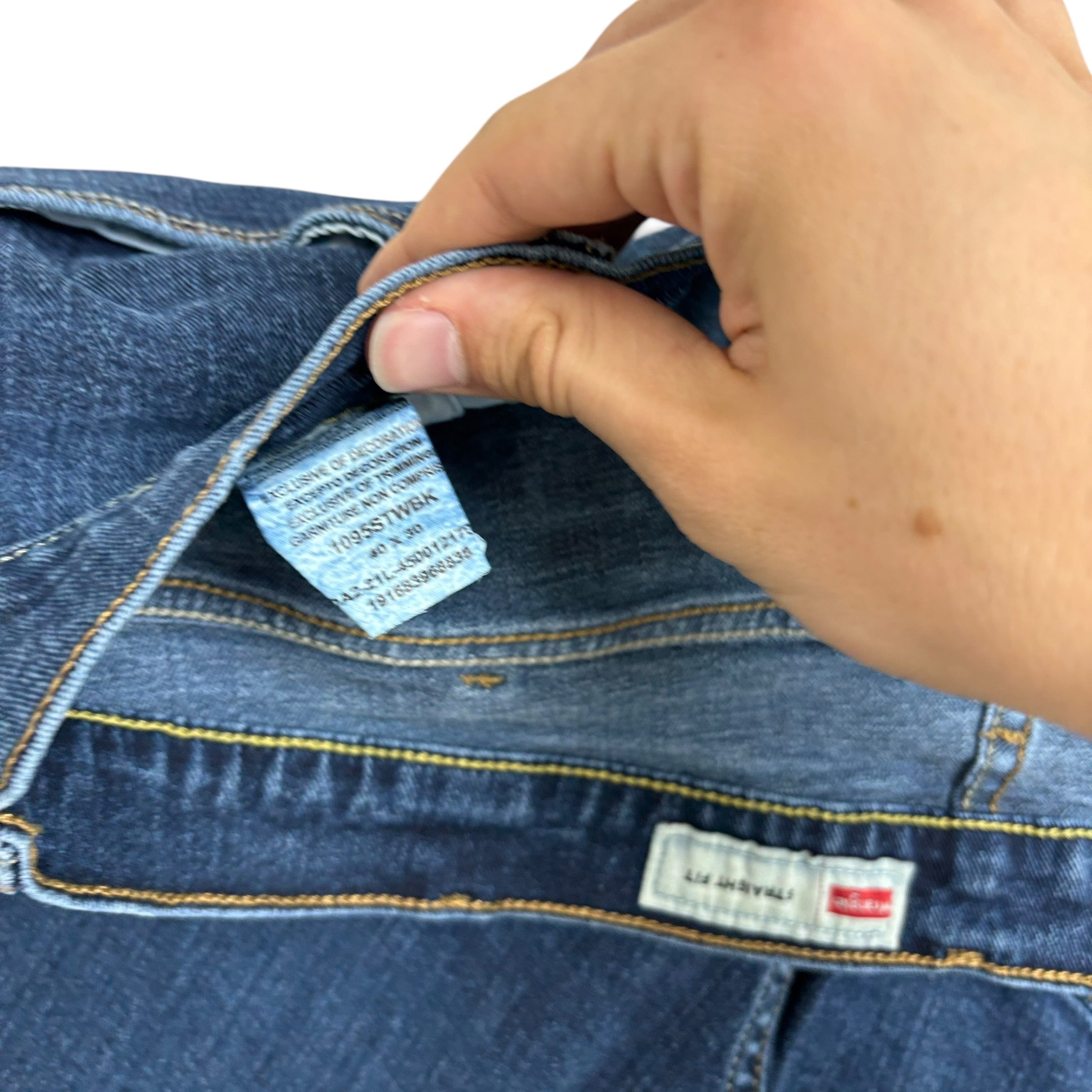 Wrangler Jeans W38 L30 Mens Dark Blue Slim Straight Fit Stretch Denim