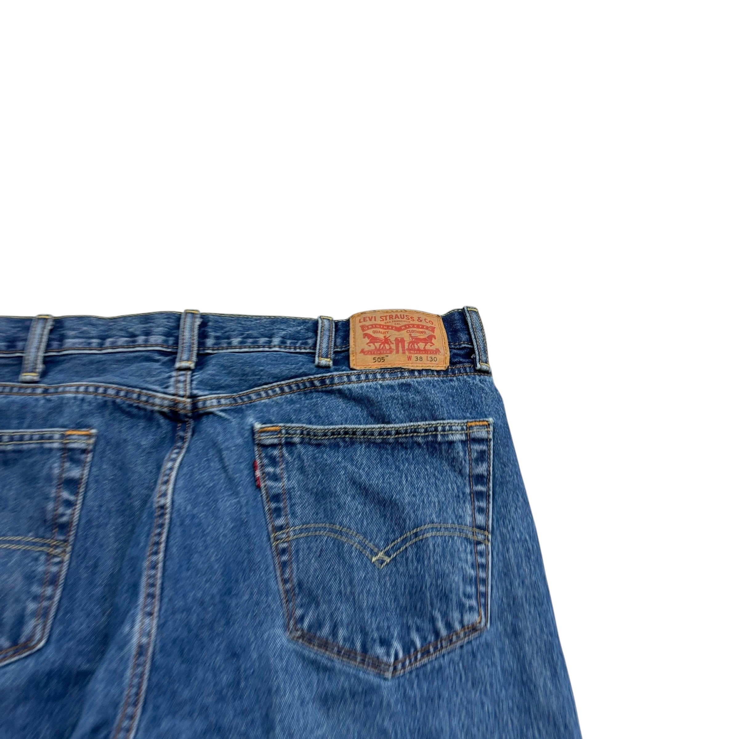 Levis 505 Jeans W38 L30 Mens Mid Blue Regular Straight Fit Denim
