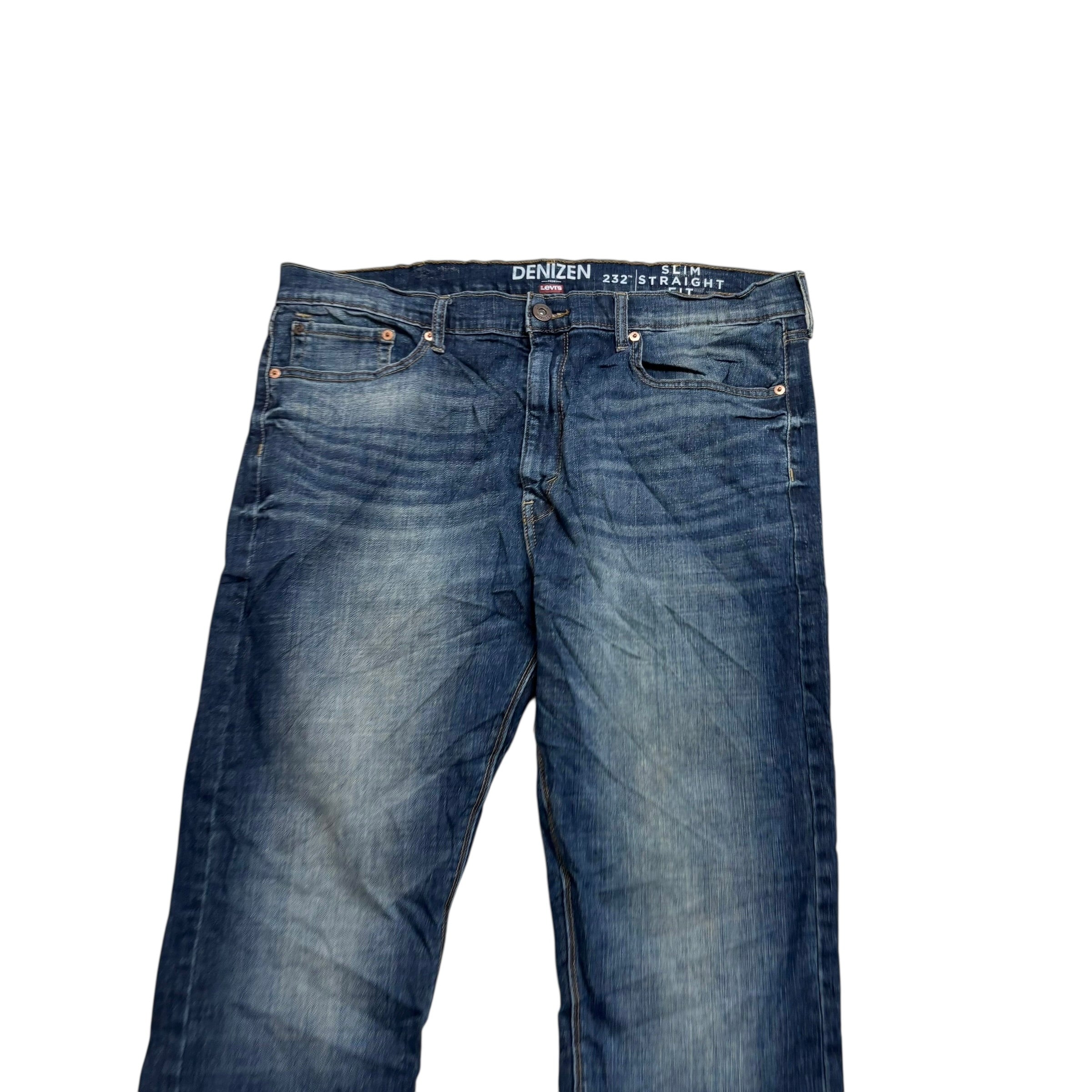 Levis Denizen Jeans W38 L32 Mens Dark Blue Slim Straight Fit Stretch (E)