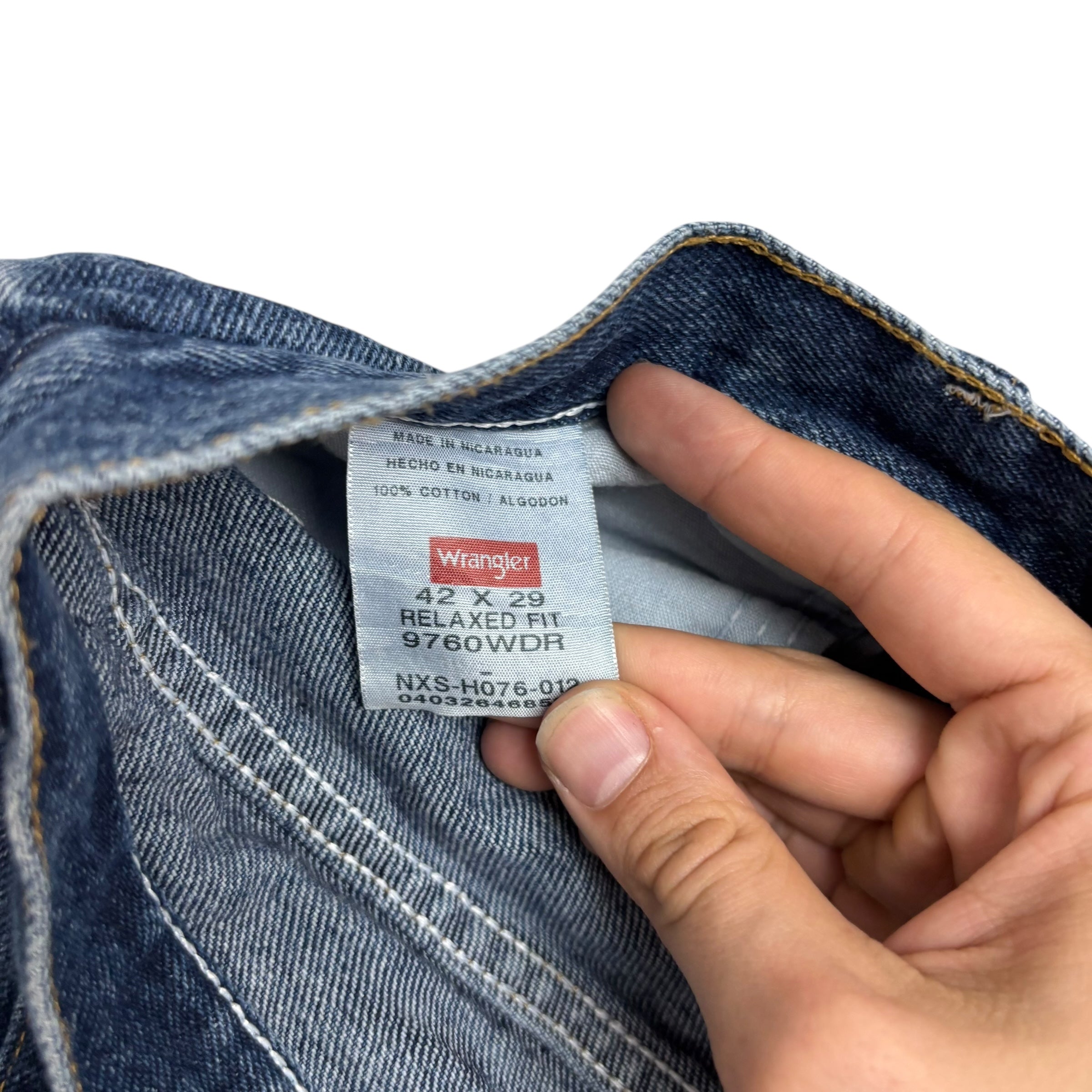 Wrangler Jeans W42 L29 Mens Mid Blue Relaxed Straight Fit Denim (E)