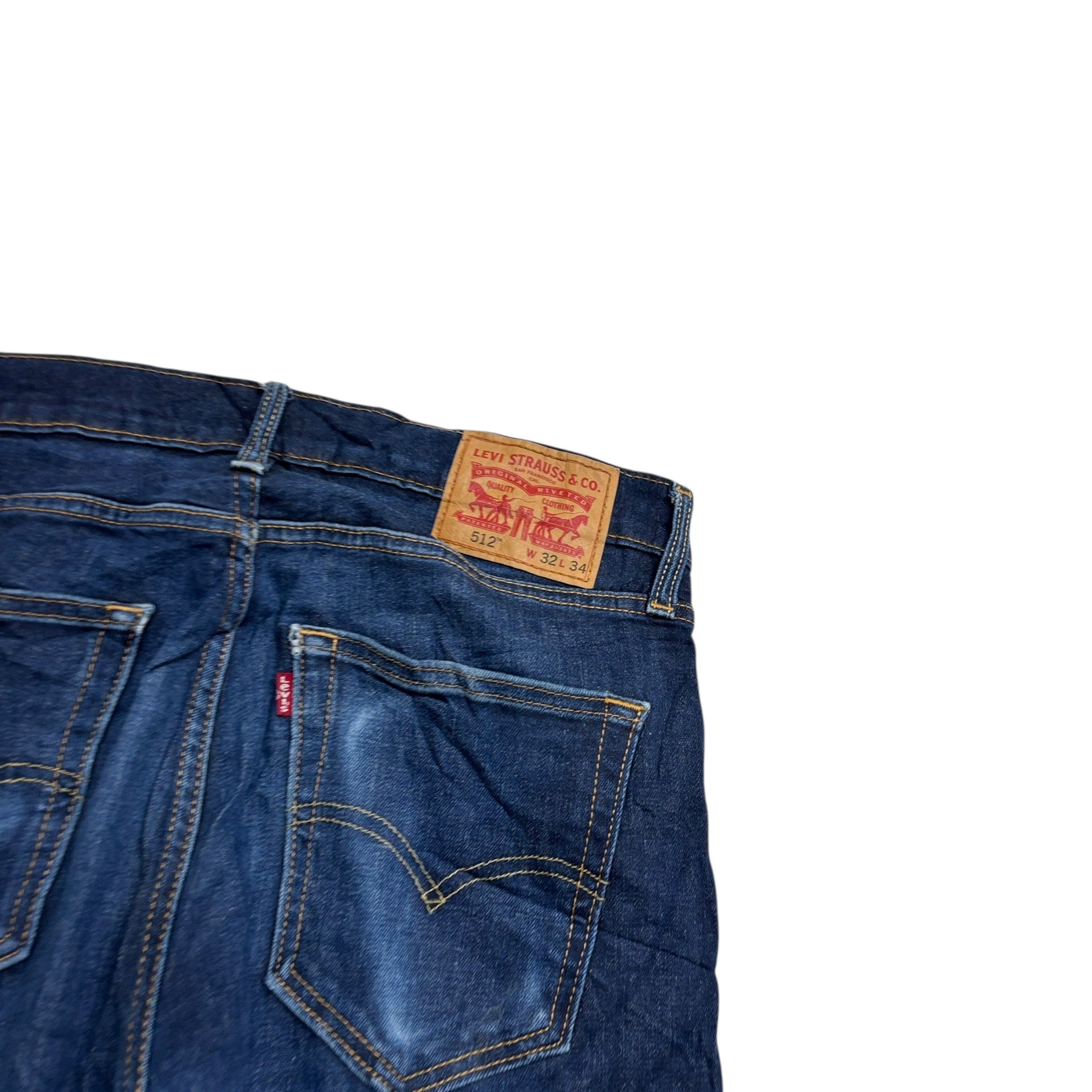 Levis 512 Jeans W32 L34 Mens Dark Blue Slim Tapered Fit Stretch Denim