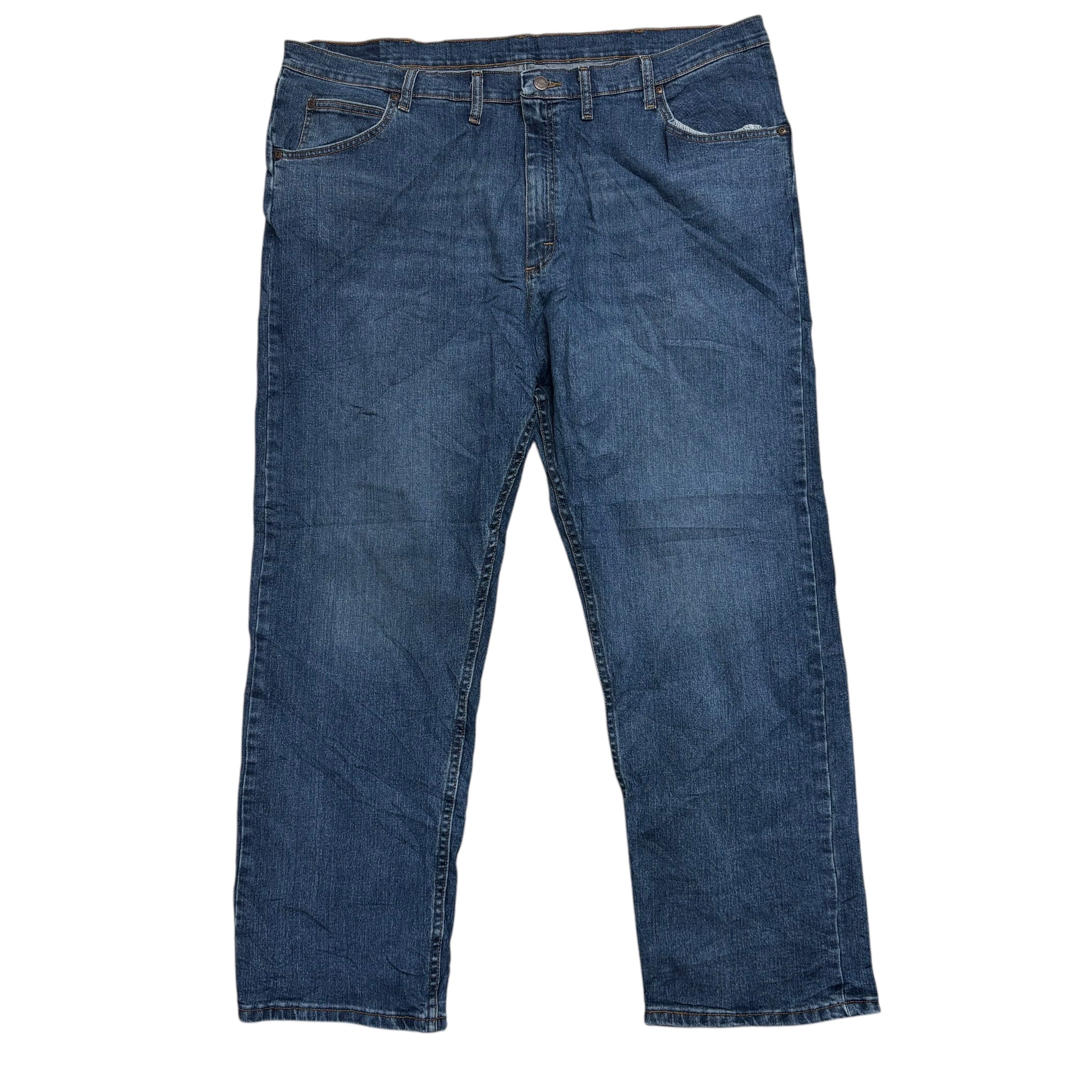 Wrangler Jeans W44 L30 Mens Mid Blue Relaxed Straight Fit Stretch Denim (E)