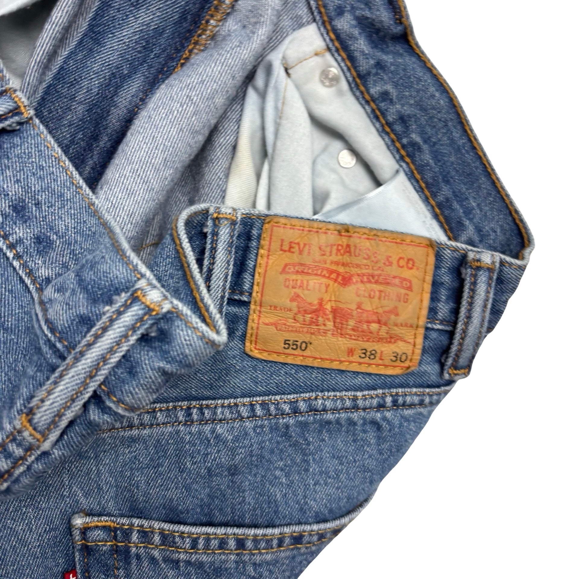 Levis 550 Jeans W38 L30 Mens Mid Blue Relaxed Straight Fit Vintage Denim (E)