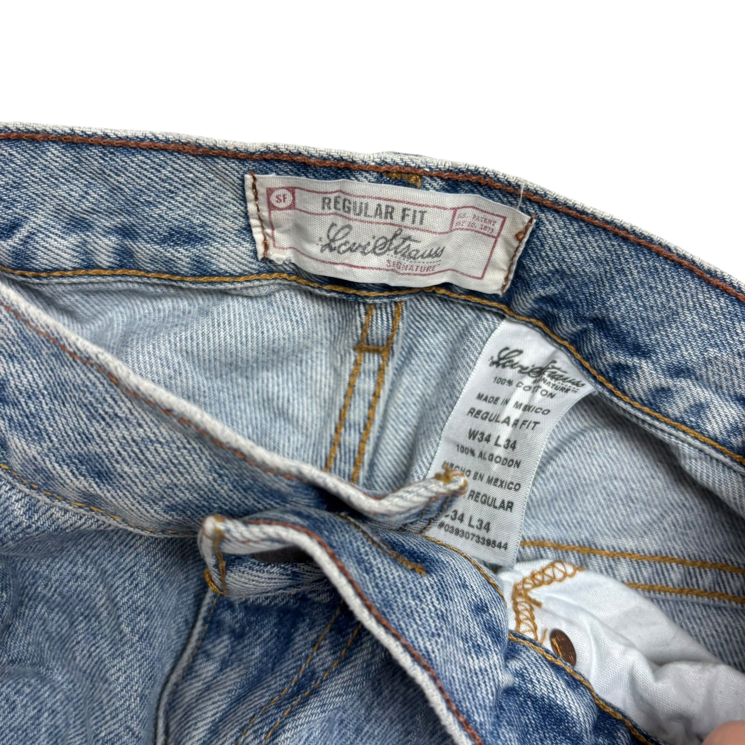 Levis Signature Jeans W34 L34 Mens Light Blue Regular Straight Fit Vintage Denim