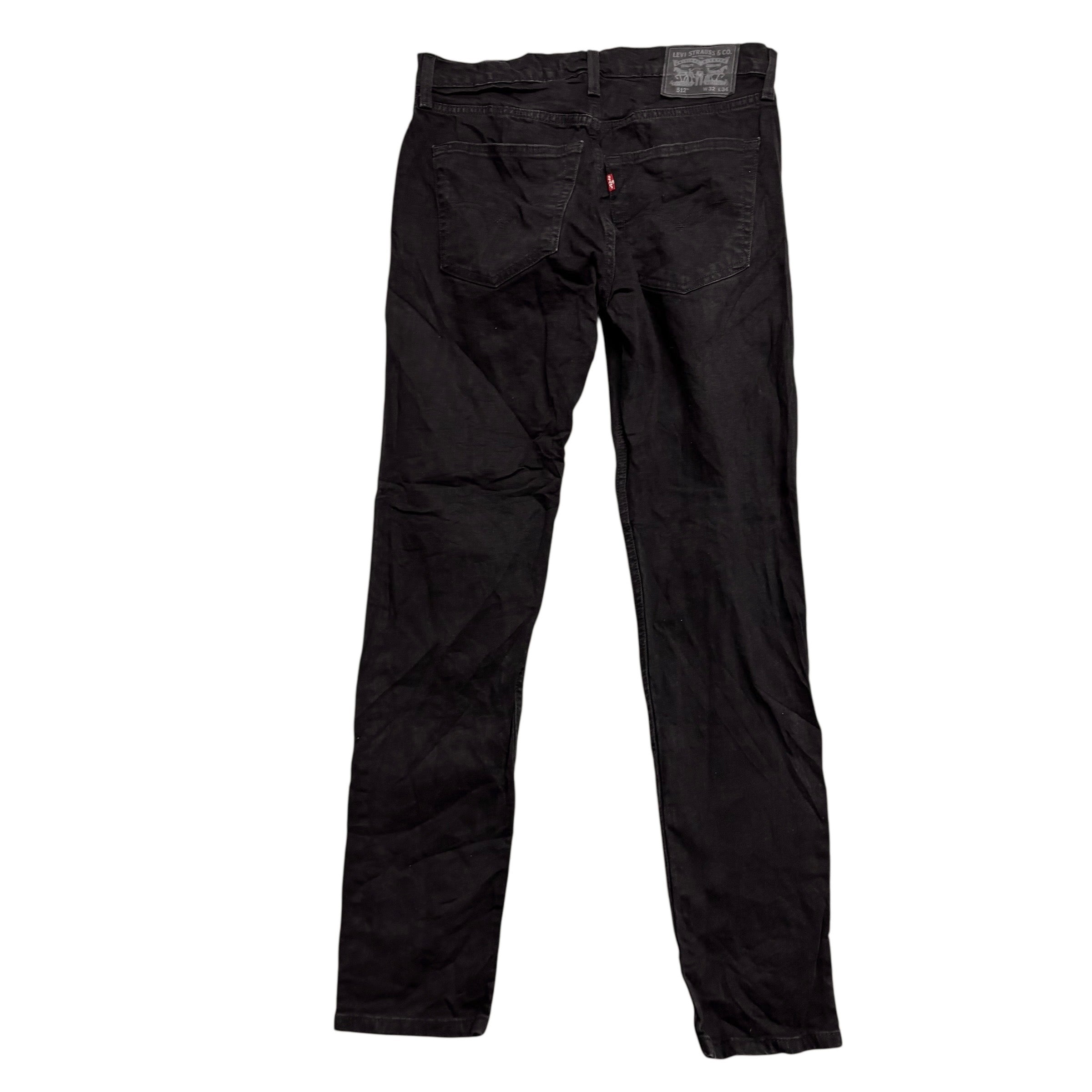 Levis 512 Jeans W32 L33 Mens Black Slim Tapered Fit Stretch Denim (E)