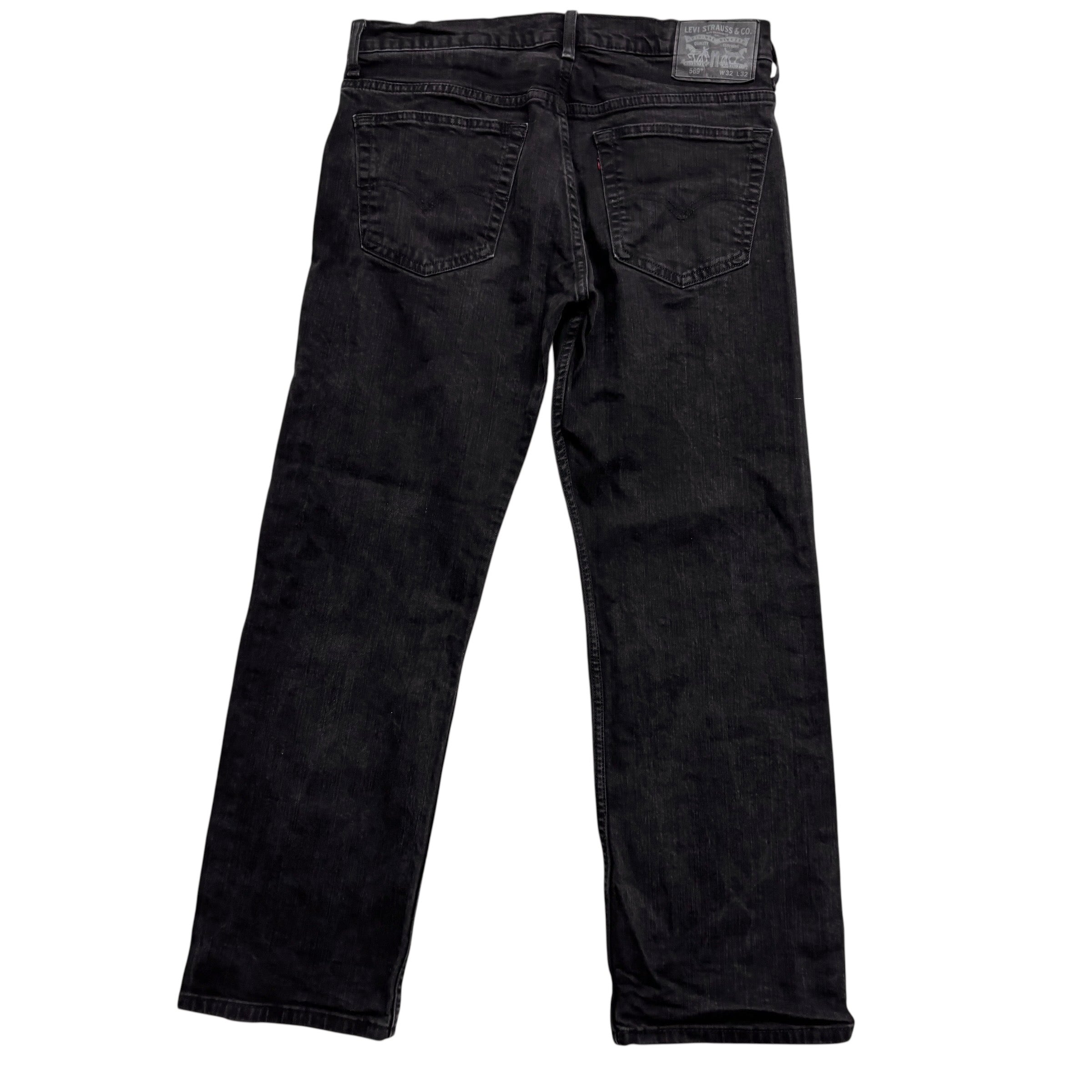 Levis 569 Jeans W32 L30 Mens Black Baggy Relaxed Straight Fit Stretch Denim