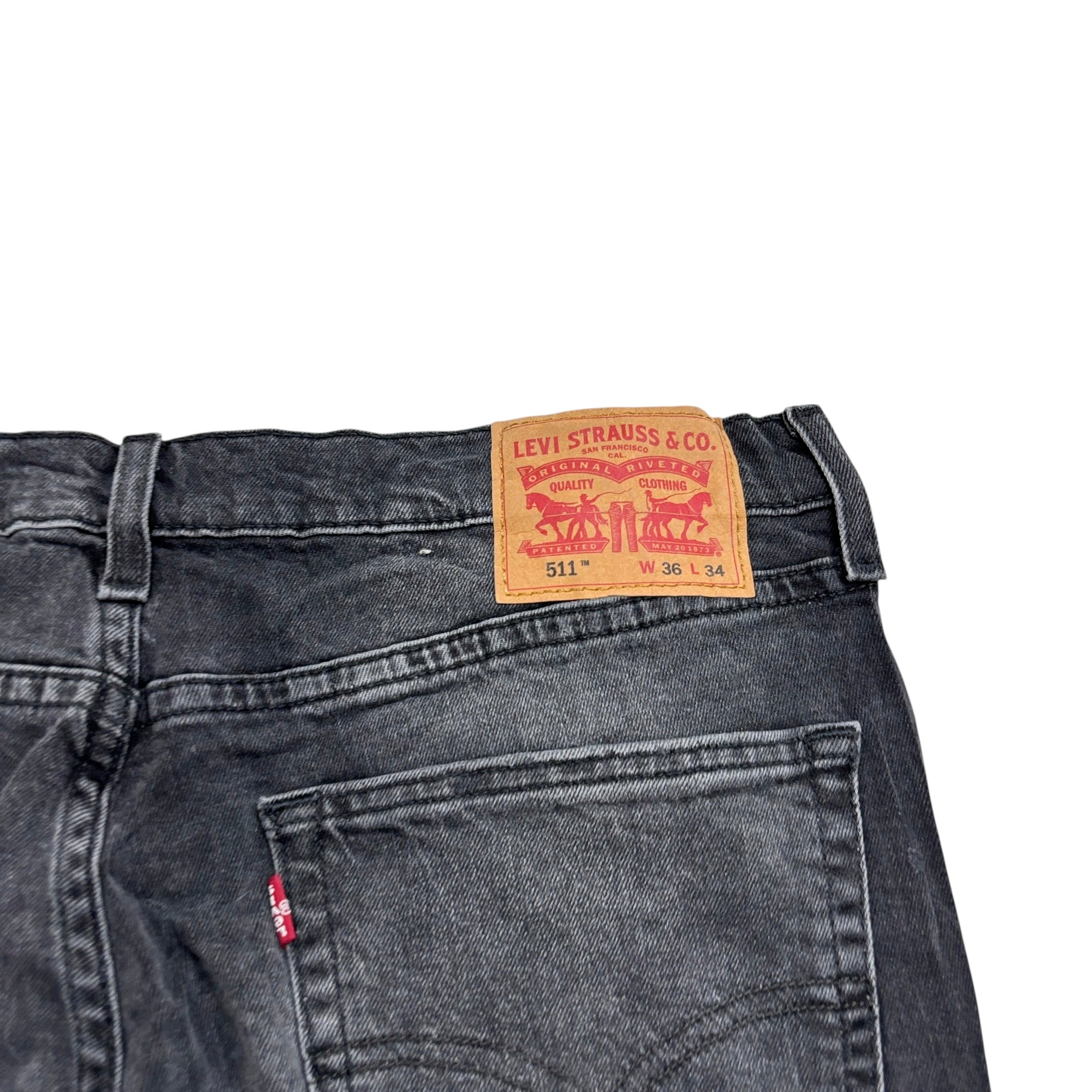 Levis 511 Jeans W36 L34 Mens Black Slim Fit Stretch Distressed Denim