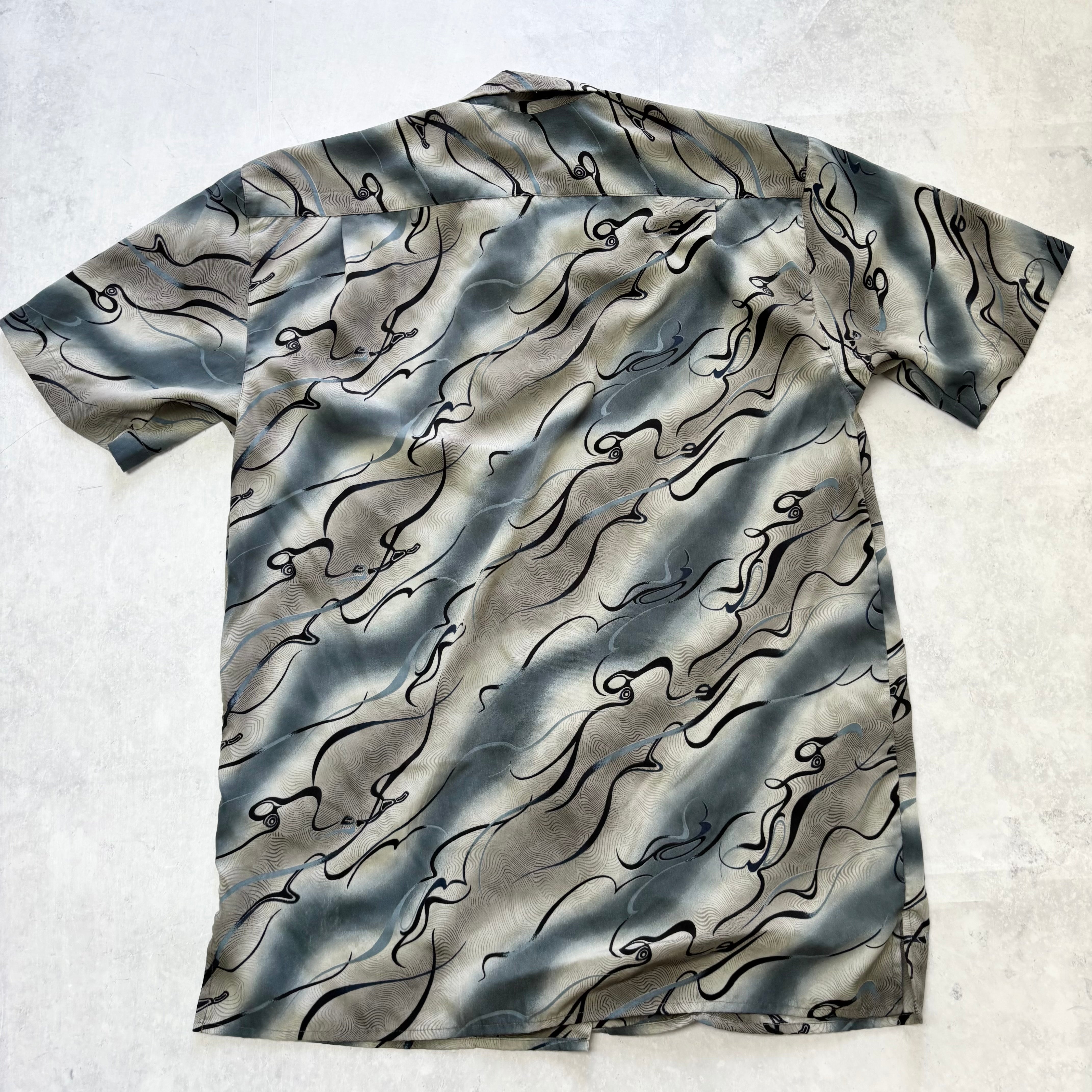 Funky Shirt Mens Medium Abstract Short Sleeve Polyester (E)