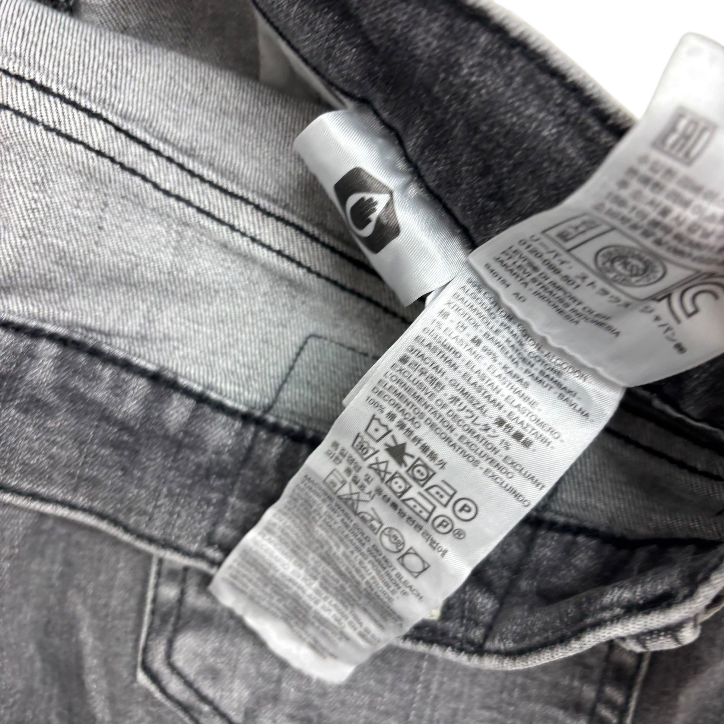 Levis 512 Jeans W34 L29 Mens Grey Slim Tapered Fit Stretch Premium Denim