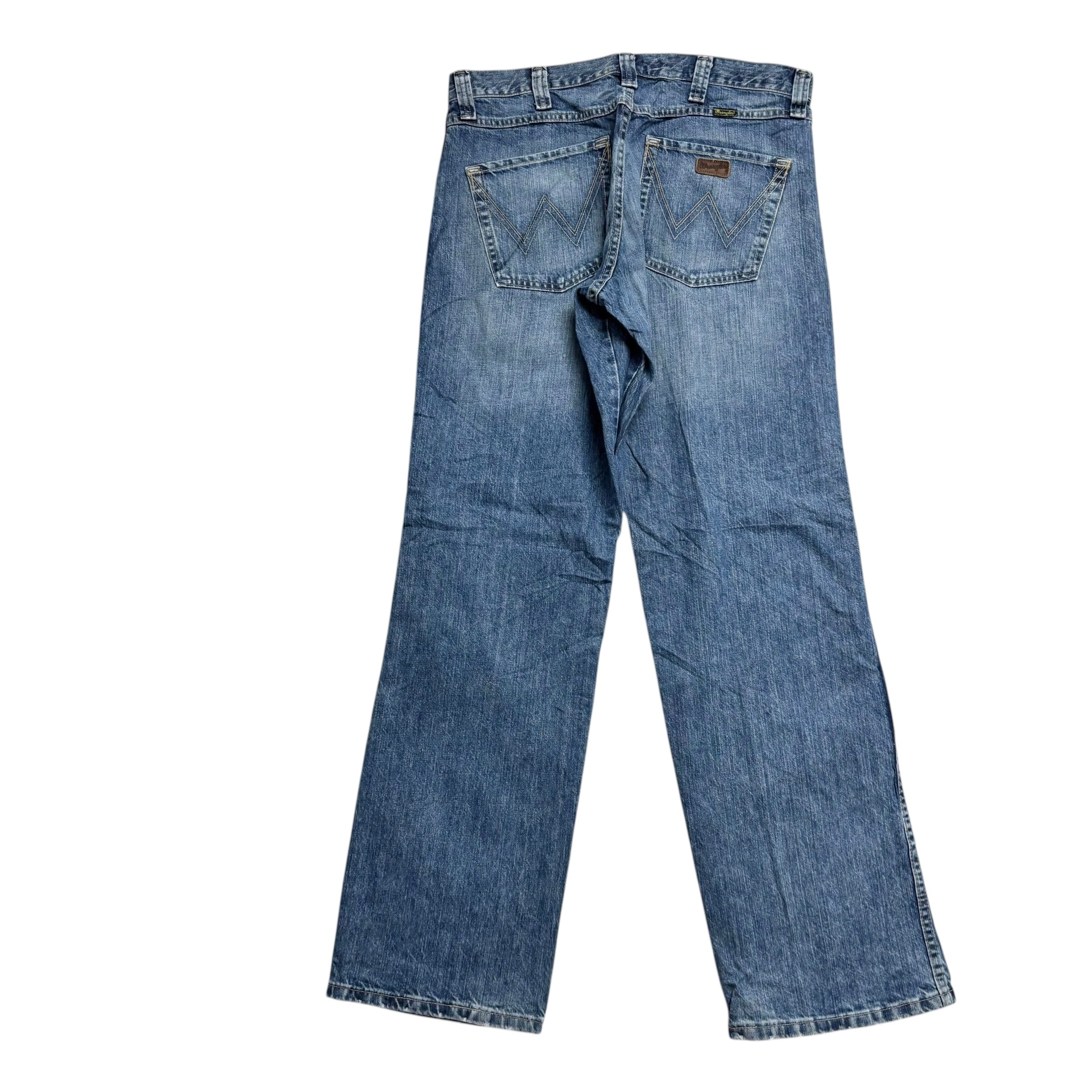 Wrangler Jeans W34 L35 Mens Mid Blue Baggy Relaxed Straight Fit Denim