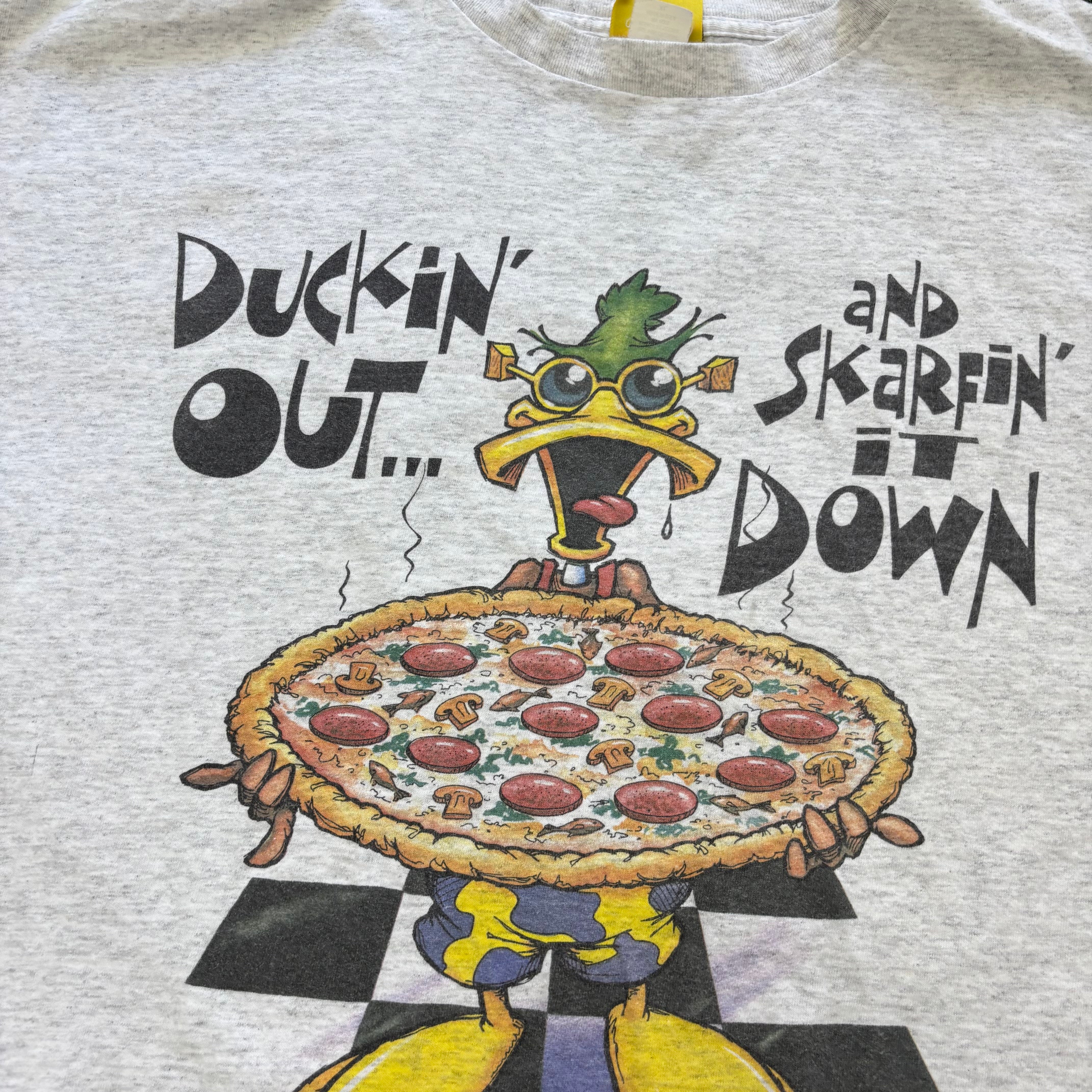 Vintage T Shirt Mens XL Grey Single Stitch Graphic Print 90s Boxy Fit (E)