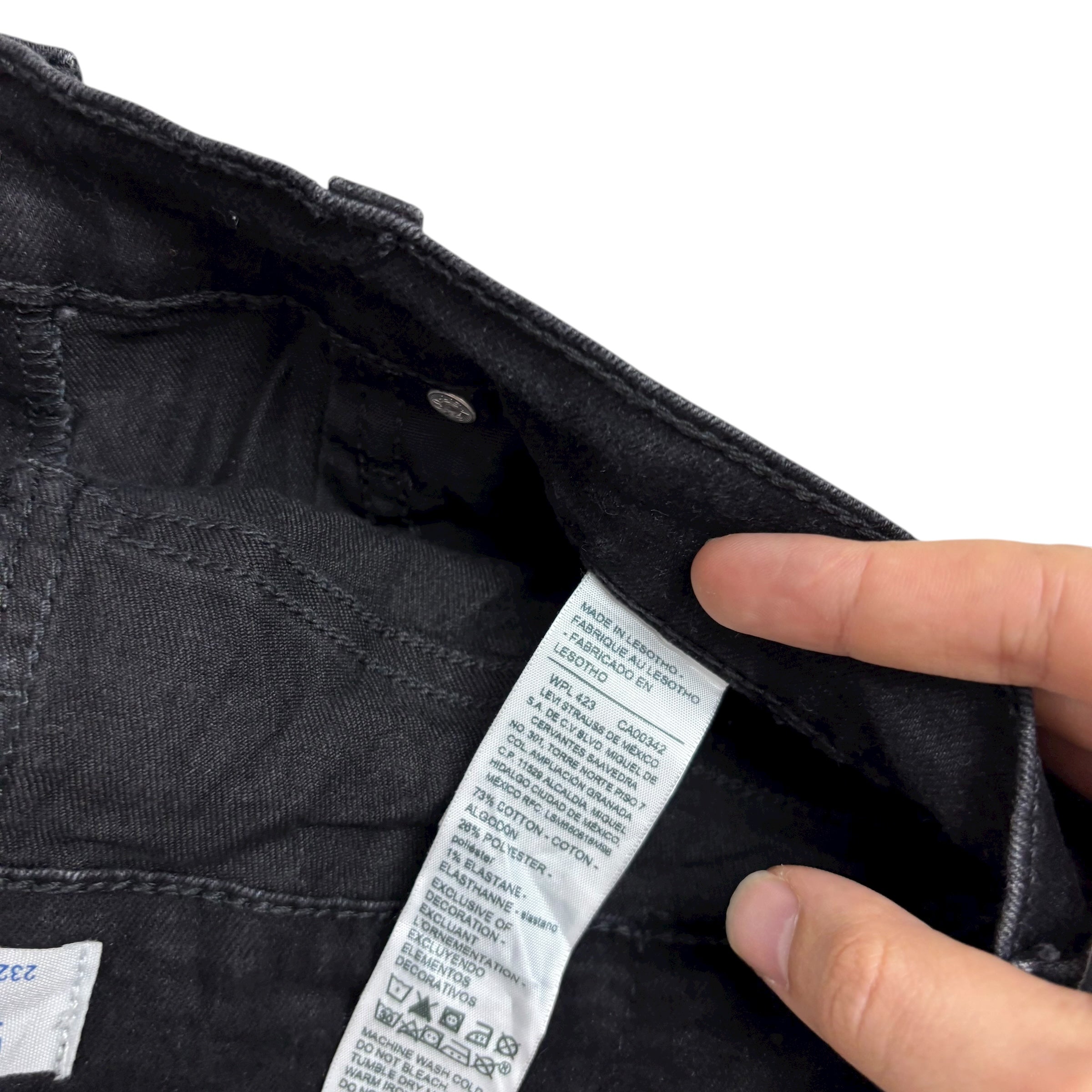 Levis Denizen Jeans W30 L30 Mens Black Slim Straight Stretch