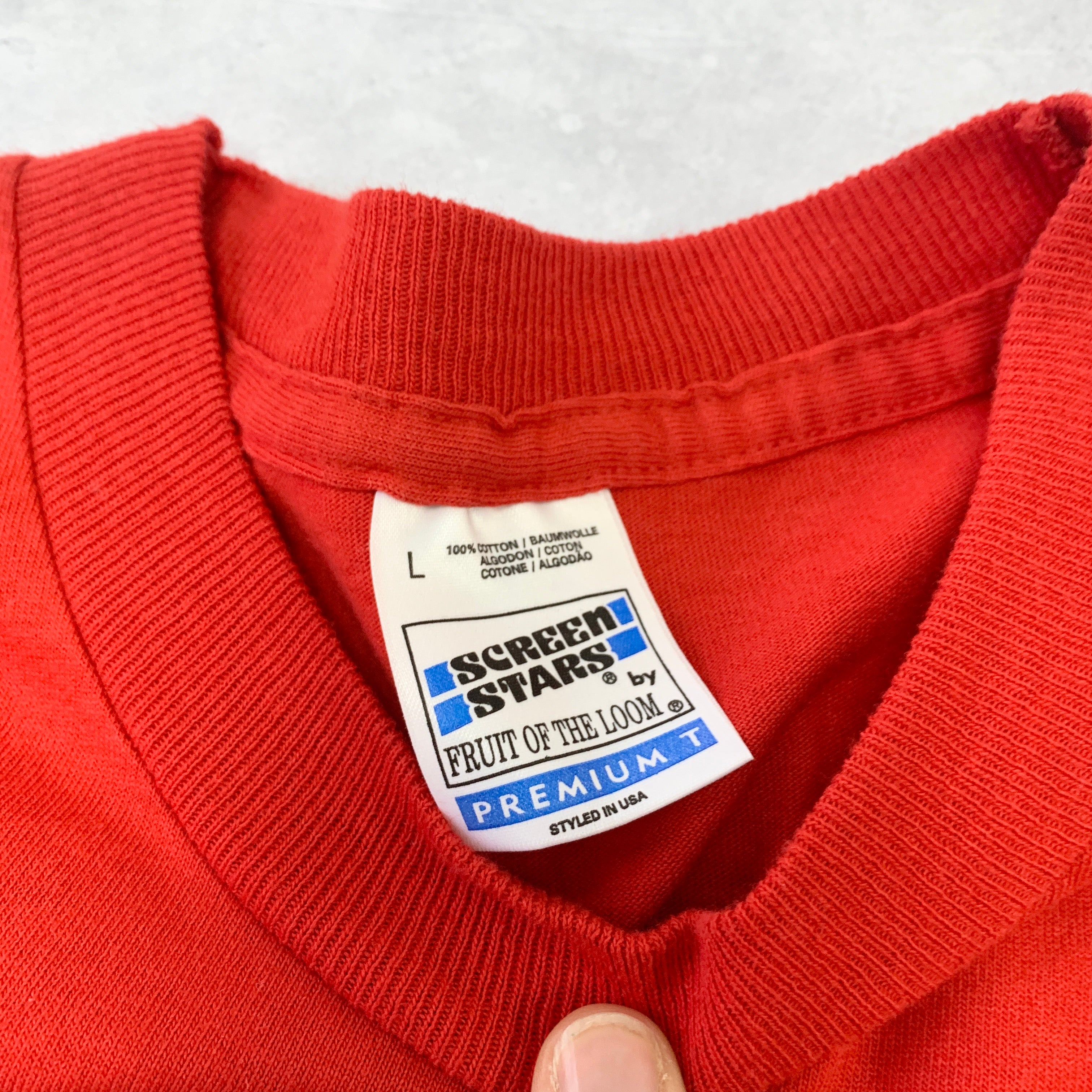 Vintage T Shirt Mens Large Red Single Stitch Graphic 90s Euros Football (E)