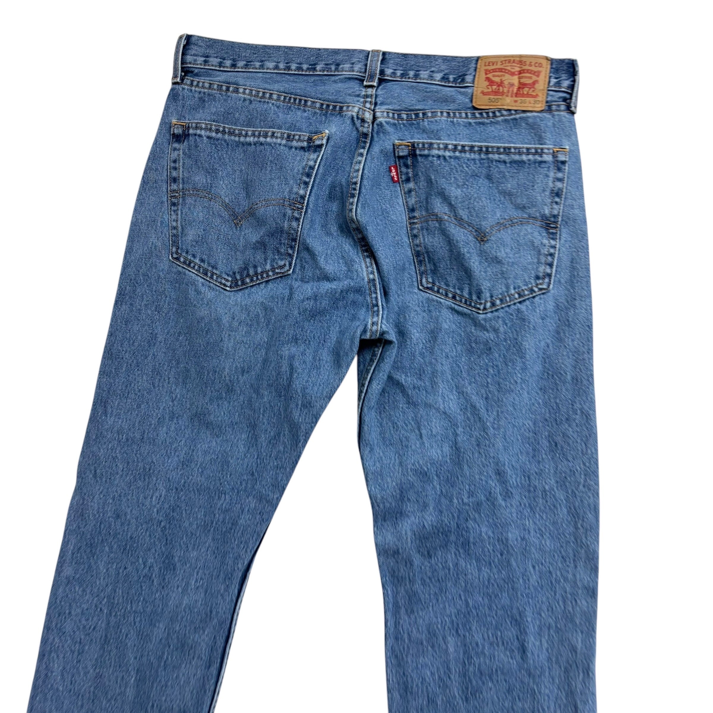 Levis 505 Jeans W36 L30 Mens Light Blue Regular Straight Fit Denim