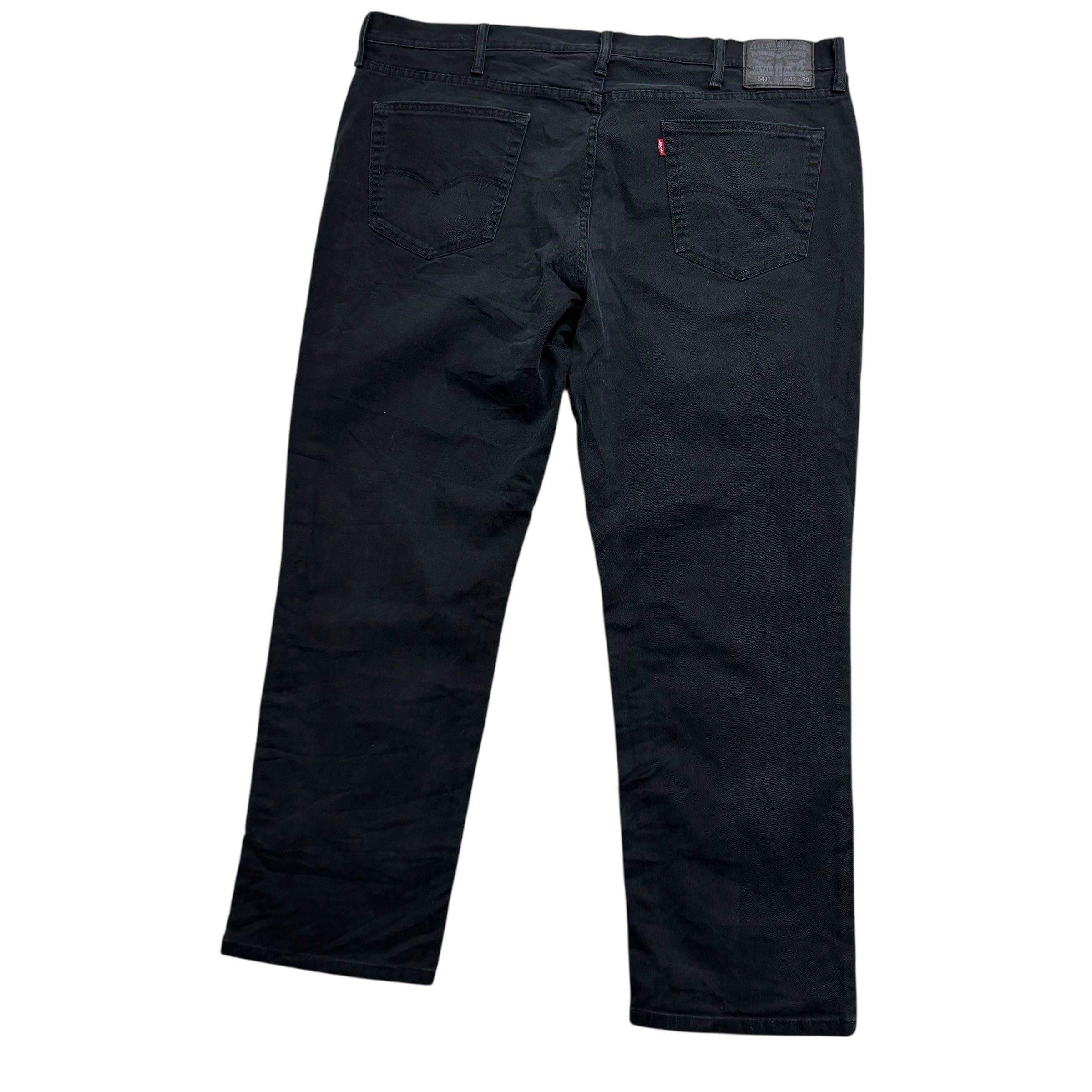 Levis 541 Jeans W42 L30 Mens Black Athletic Tapered Fit Stretch Denim (E)