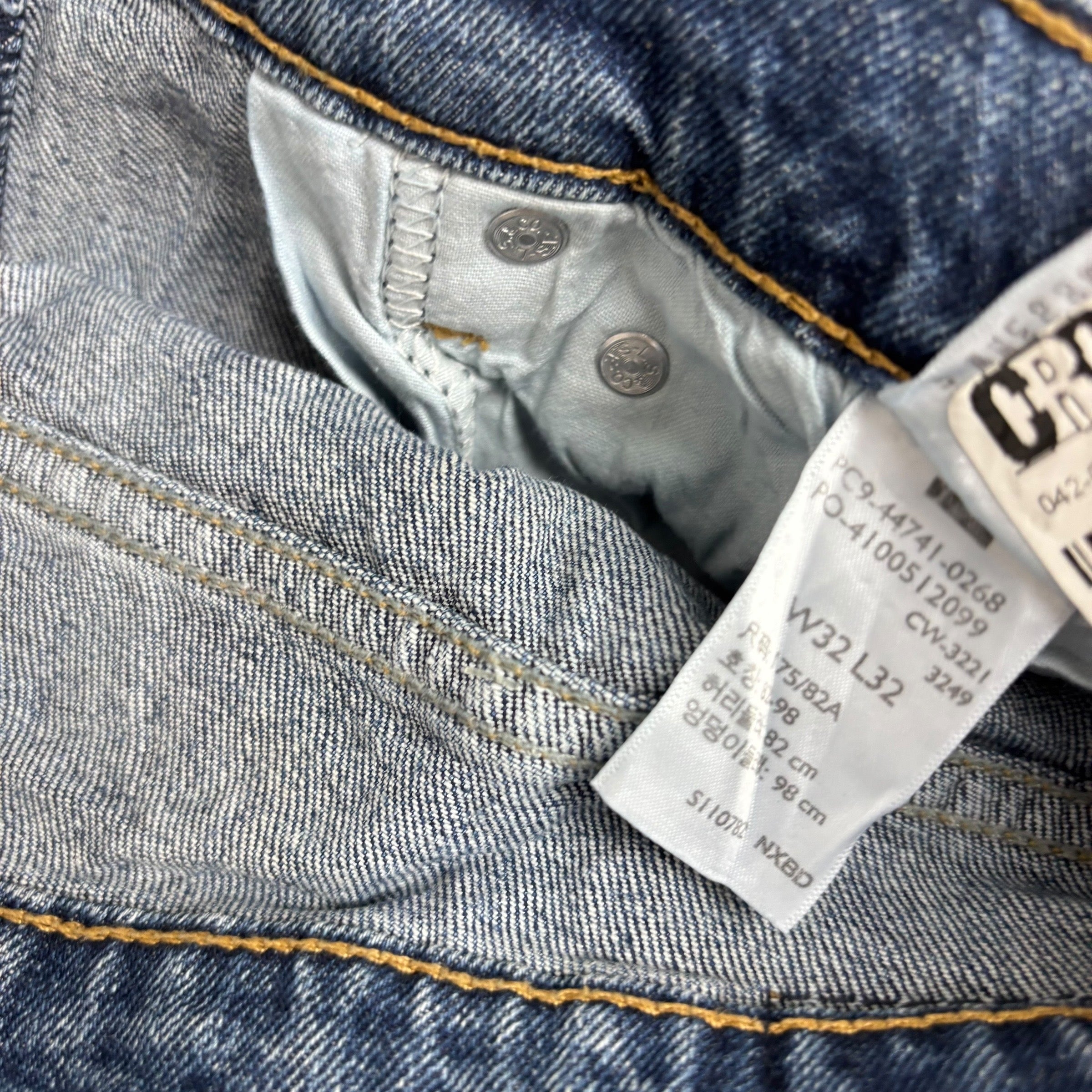 Levis Denizen Jeans W32 L32 Mens Mid Blue Slim Fit Stretch Denim (E)