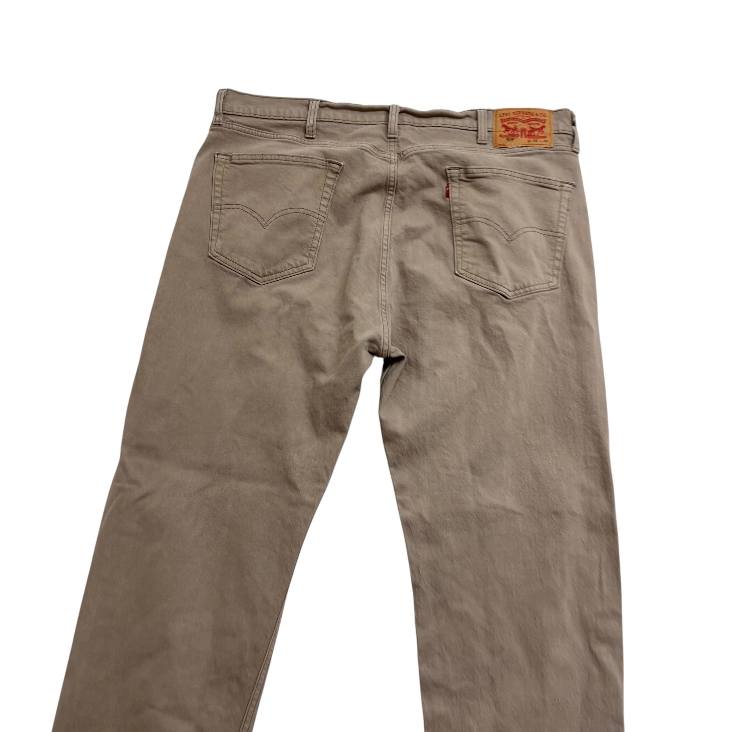 Levis 505 Jeans W40 L32 Mens Beige Regular Straight Fit Stretch Denim (E)