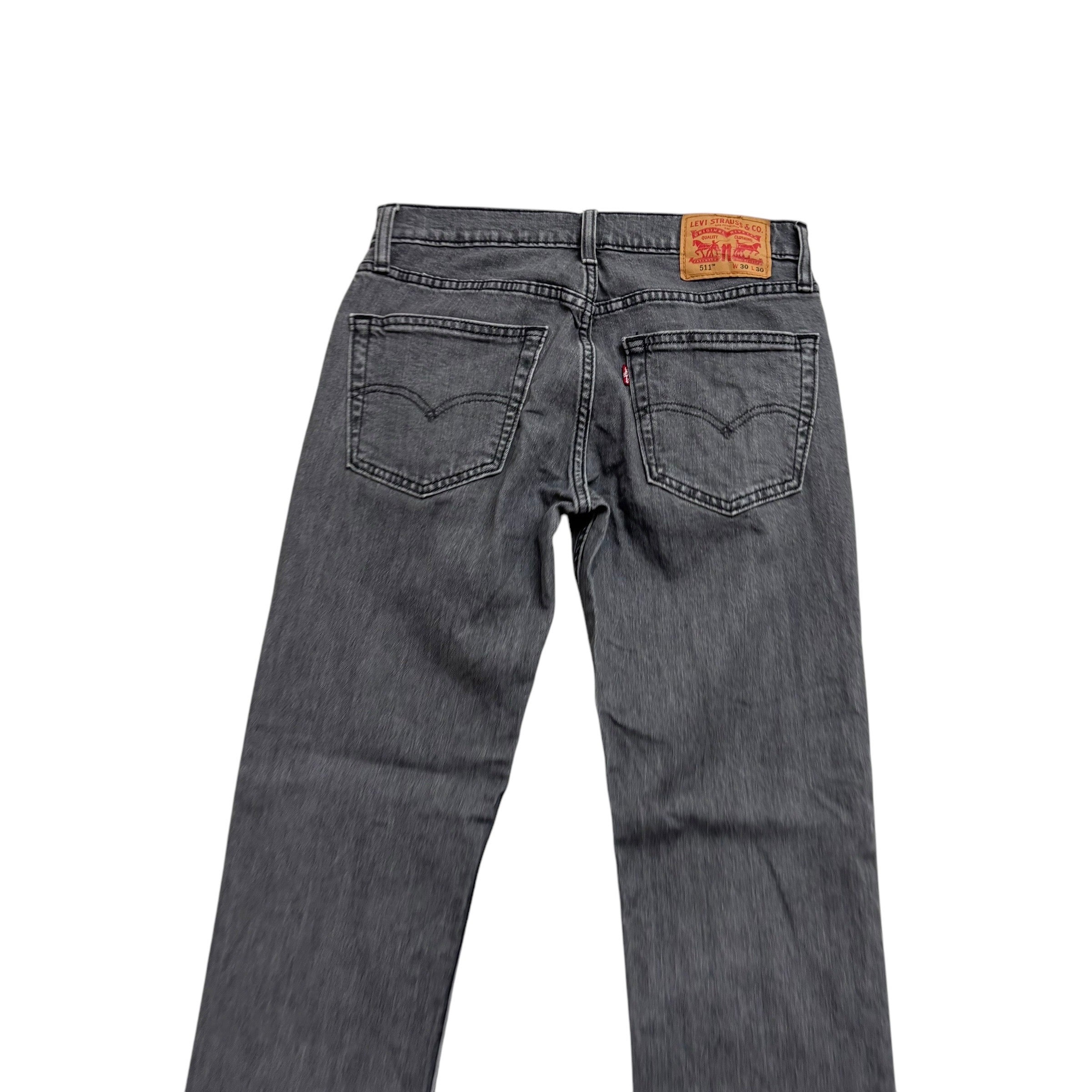 Levis 511 Jeans W30 L30 Mens Grey Slim Fit Stretch Denim (E)