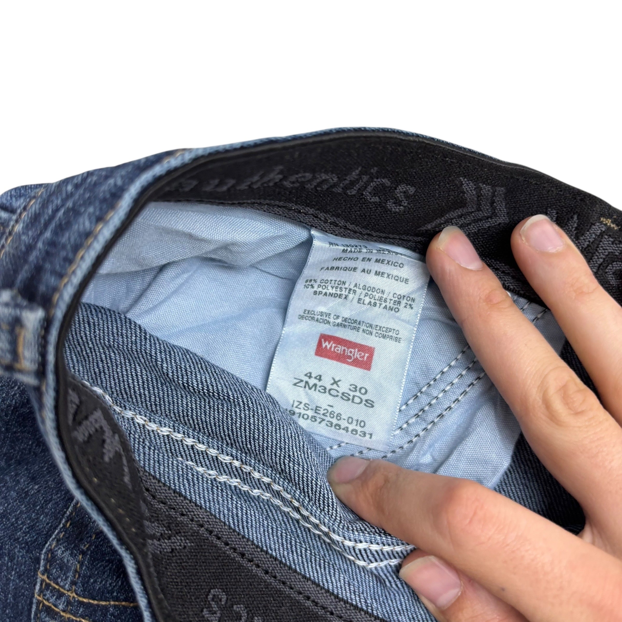 Wrangler Jeans W44 L30 Mens Dark Blue Relaxed Straight Fit Stretch Denim (E)