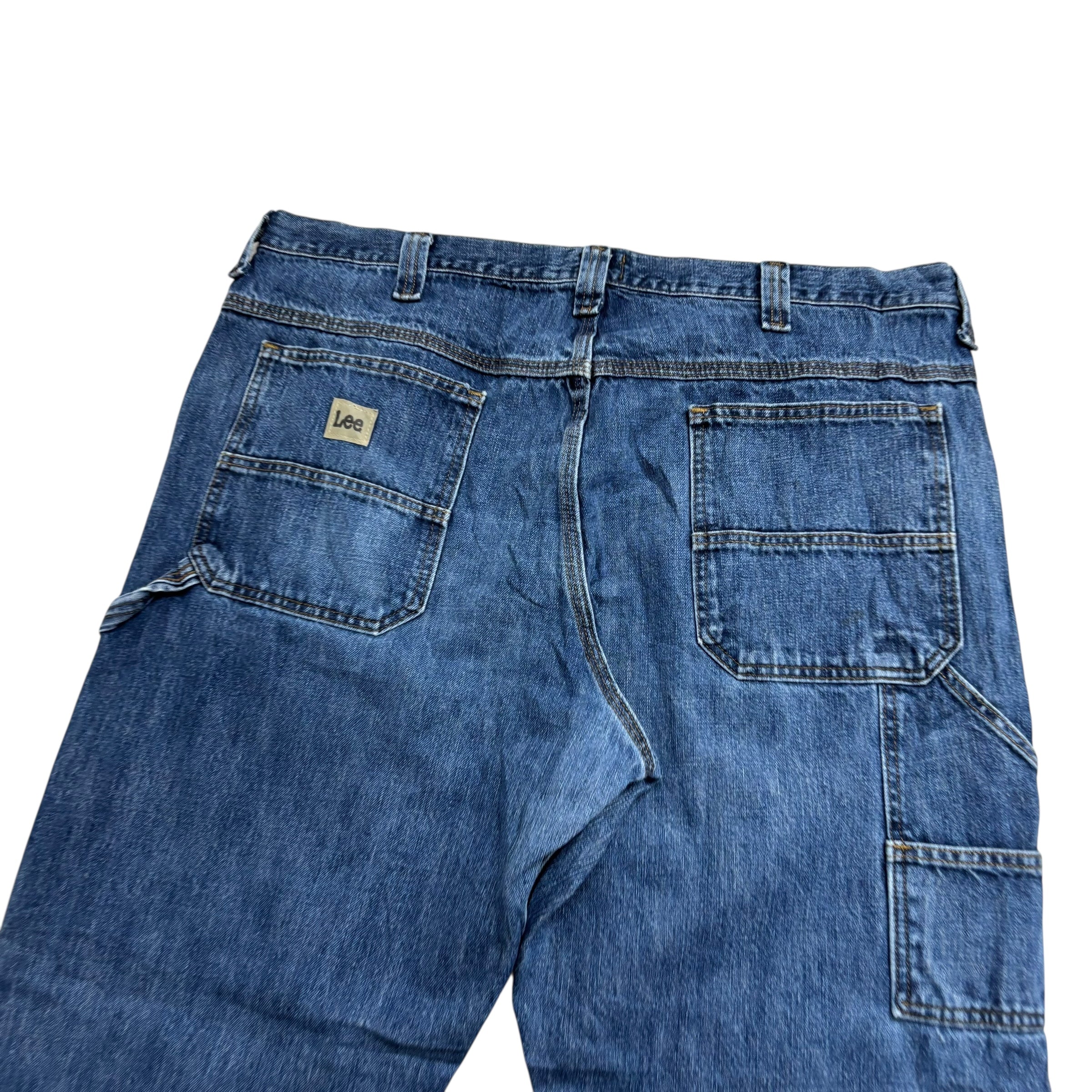 Lee Carpenter Jeans W40 L30 Mens Mid Blue Relaxed Straight Vintage Denim (F)
