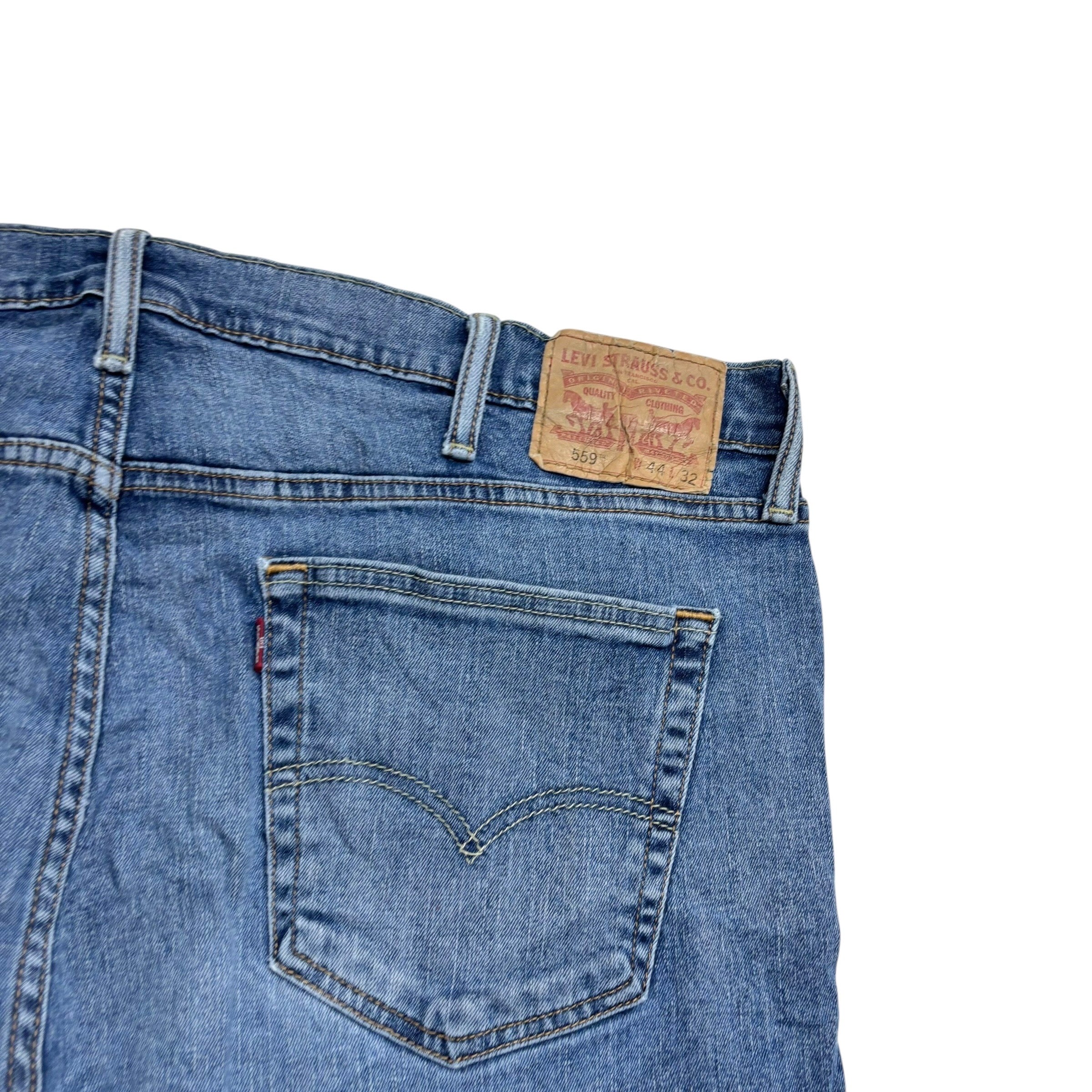 Levis 559 Jeans W44 L32 Mens Mid Blue Baggy Relaxed Straight Fit Stretch Denim