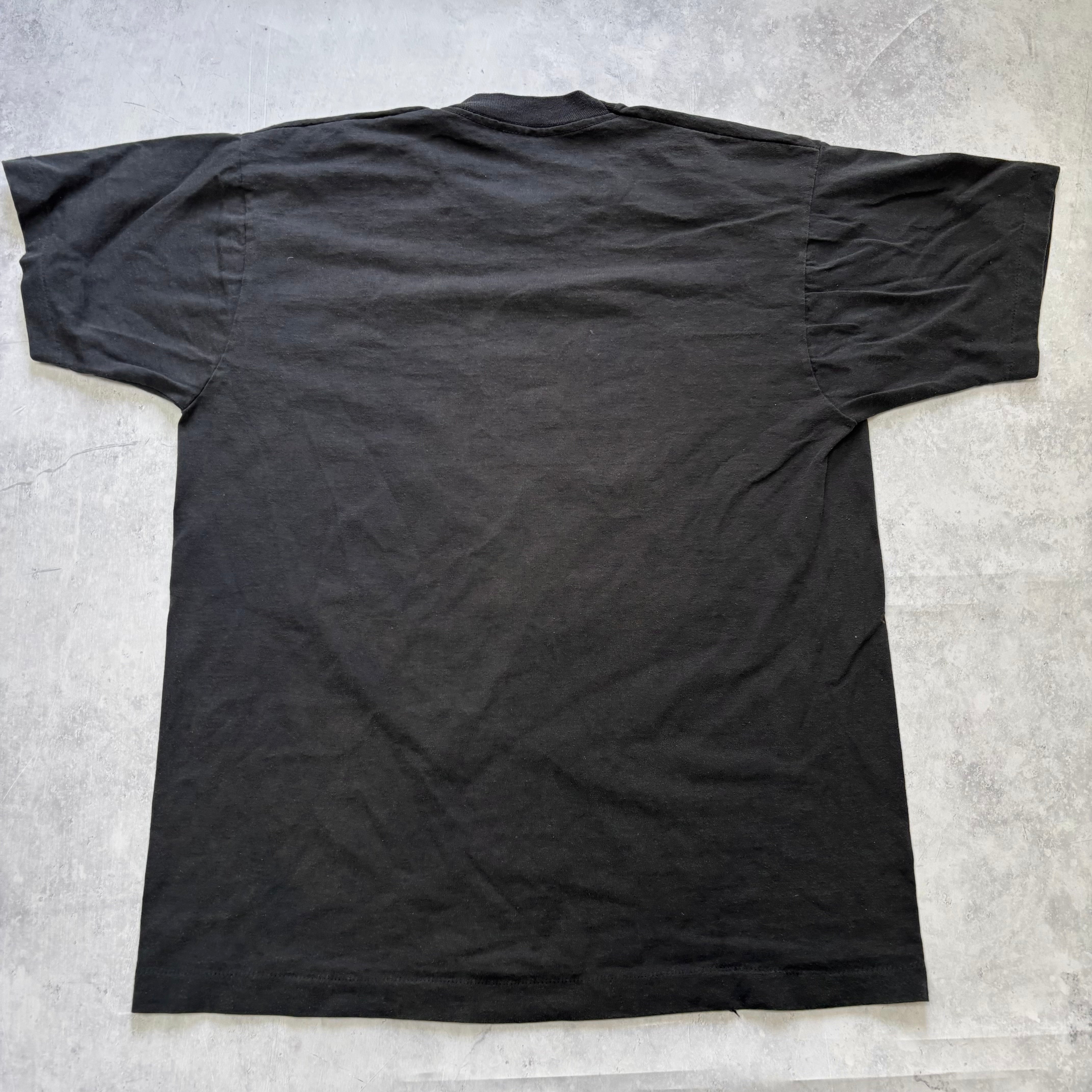 Vintage T Shirt Mens Large Black Single Stitch Graphic Print 90s NFL