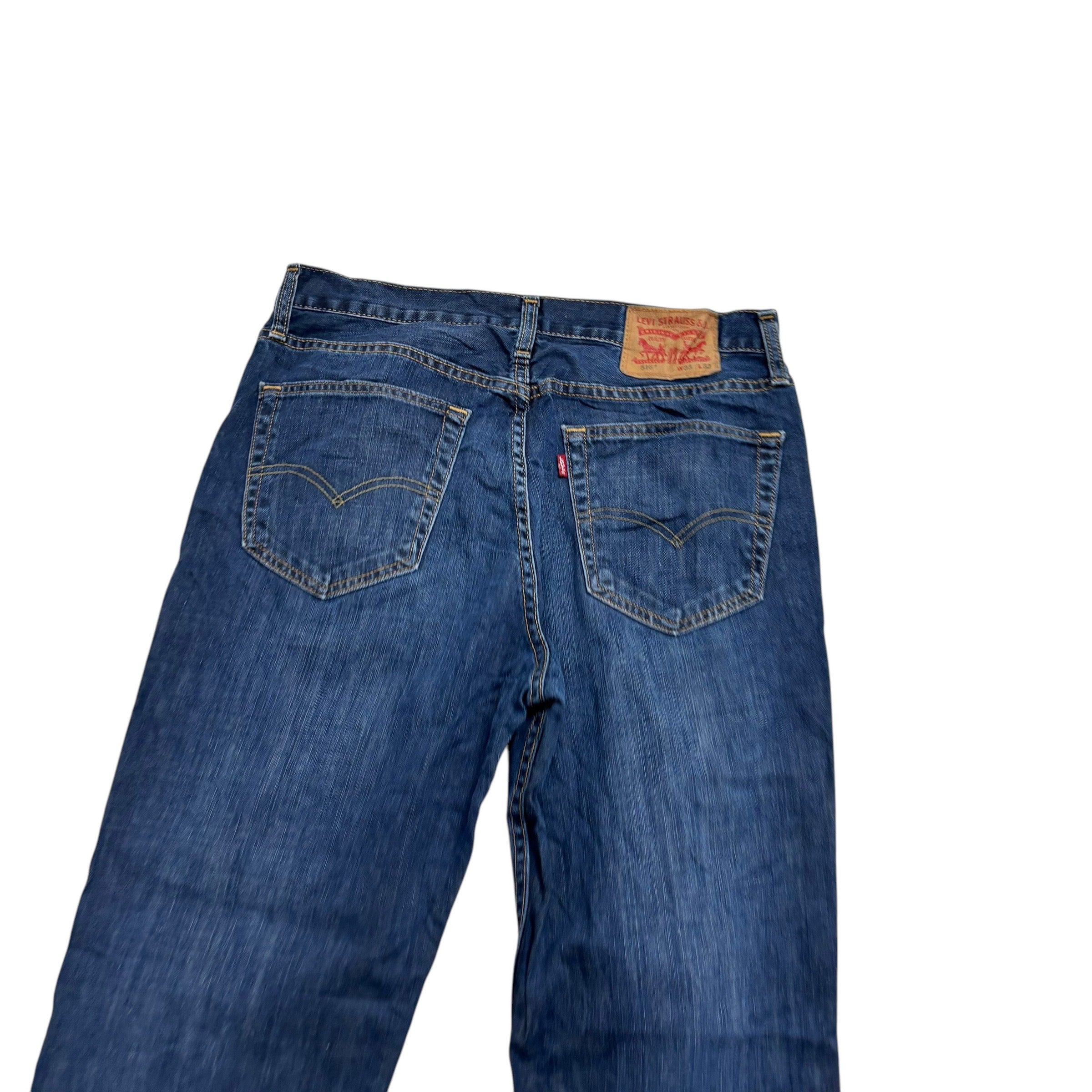 Levis 516 Jeans W33 L32 Mens Dark Blue Regular Straight Fit Denim (E)