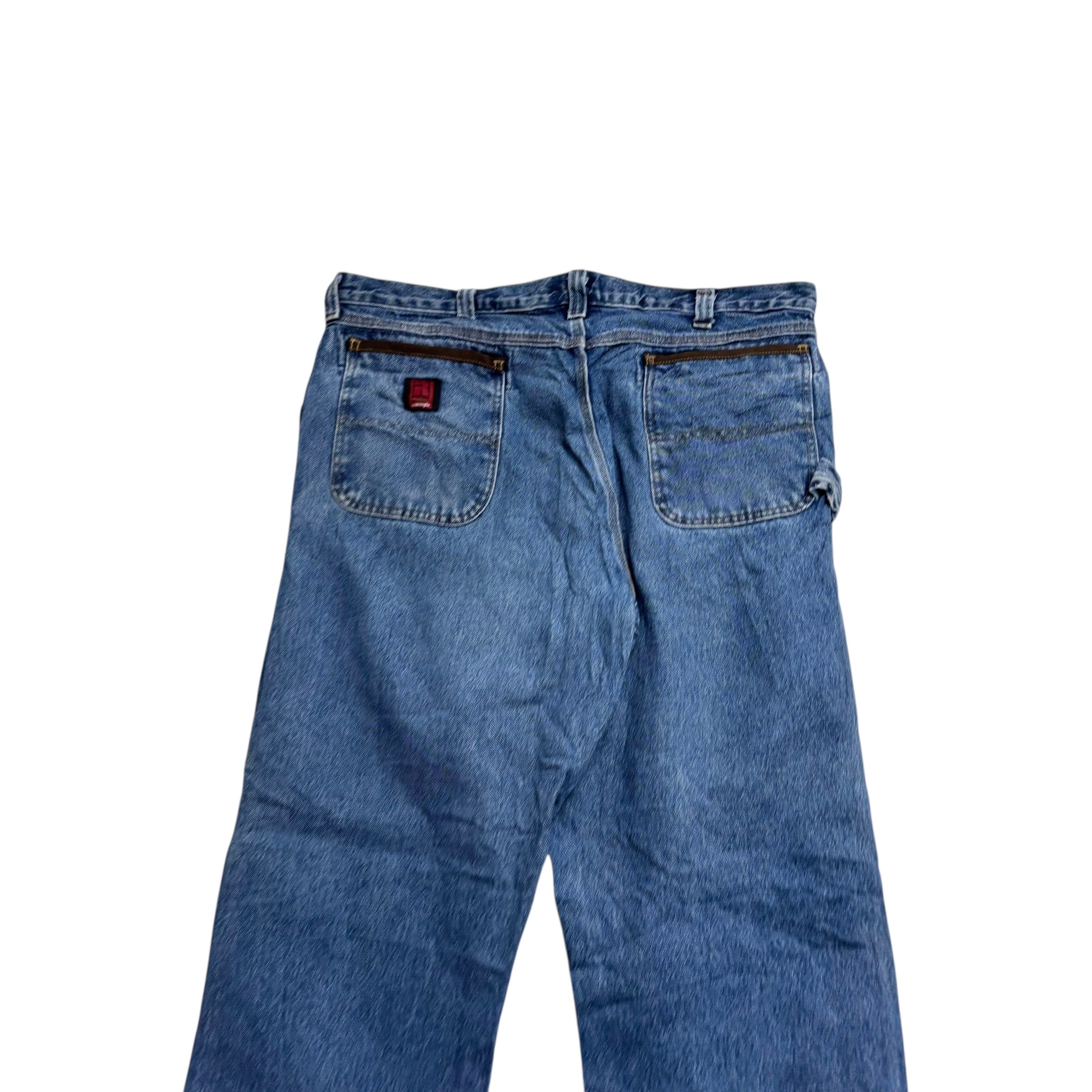 Wrangler Carpenter Jeans W40 L32 Mens Mid Blue Relaxed Straight Fit Denim (E)