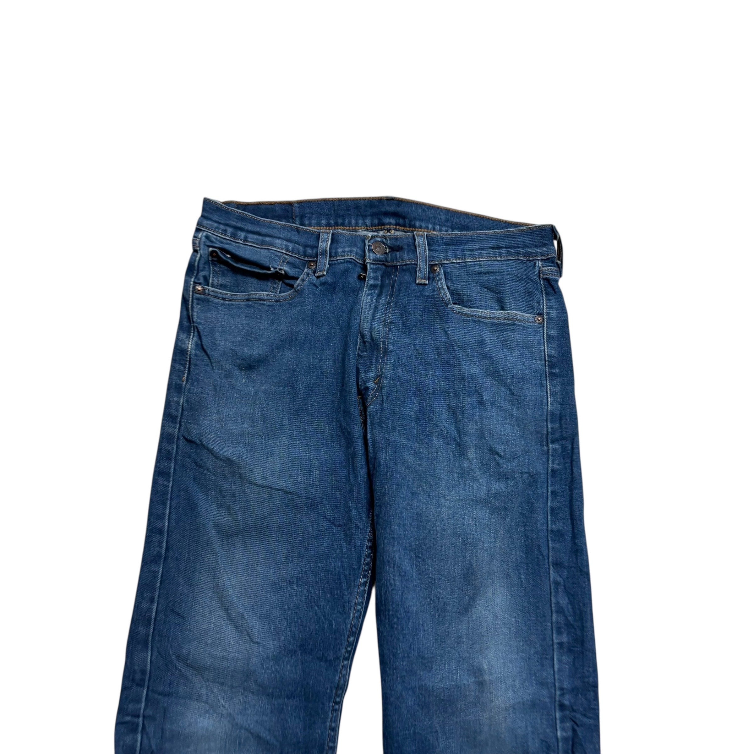 Levis 505 Jeans W33 L32 Mens Dark Blue Regular Straight Fit Stretch Denim