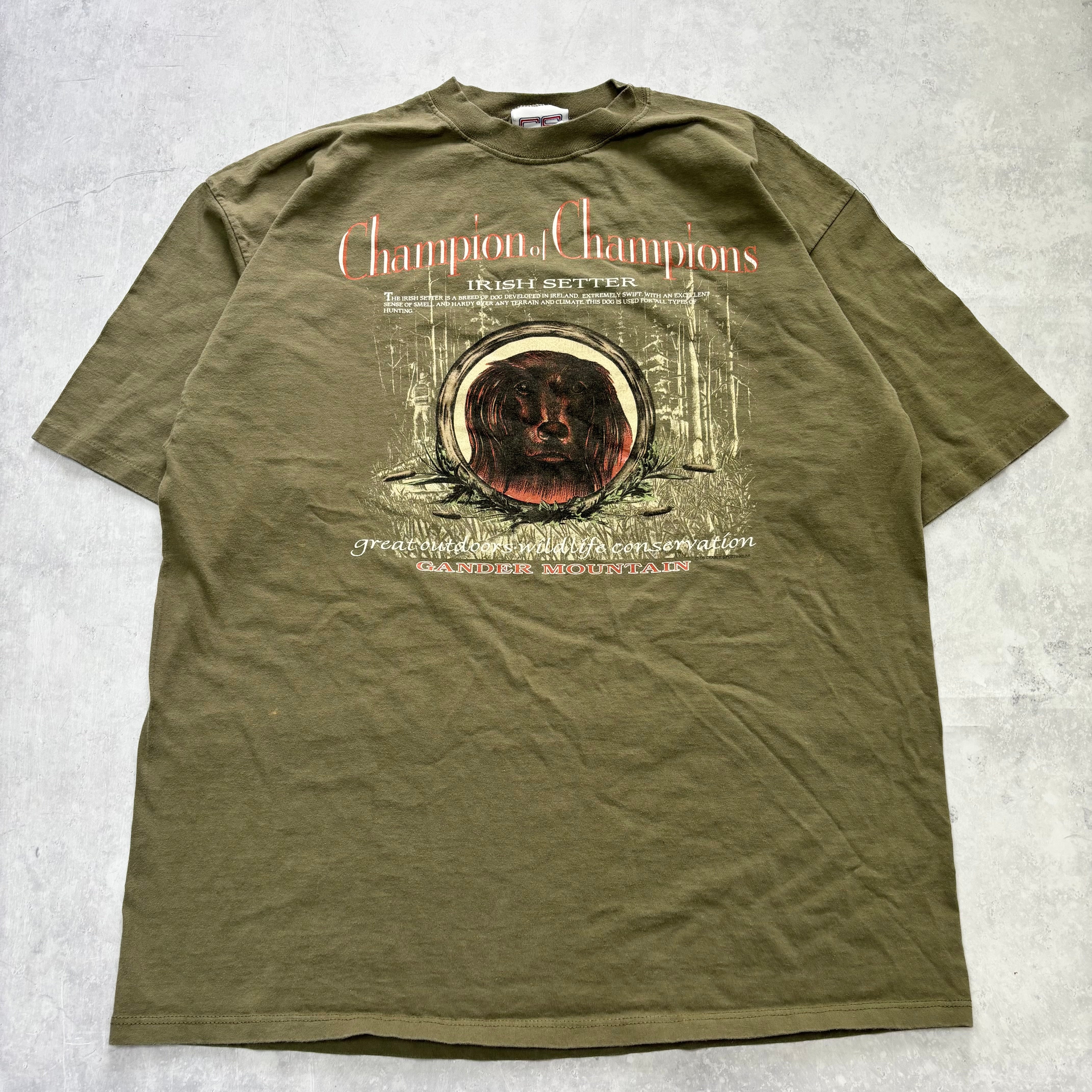 Vintage T Shirt Mens XL Green Single Stitch Graphic Print 90s Dogs